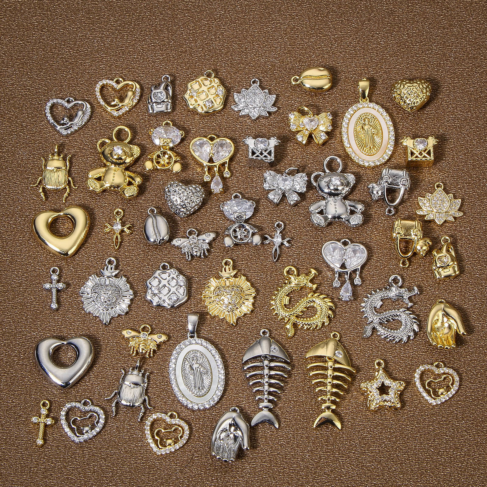 Bild von 1 Stück Umweltfreundlich Messing Valentinstag Charms Echtgold plattiert Herz