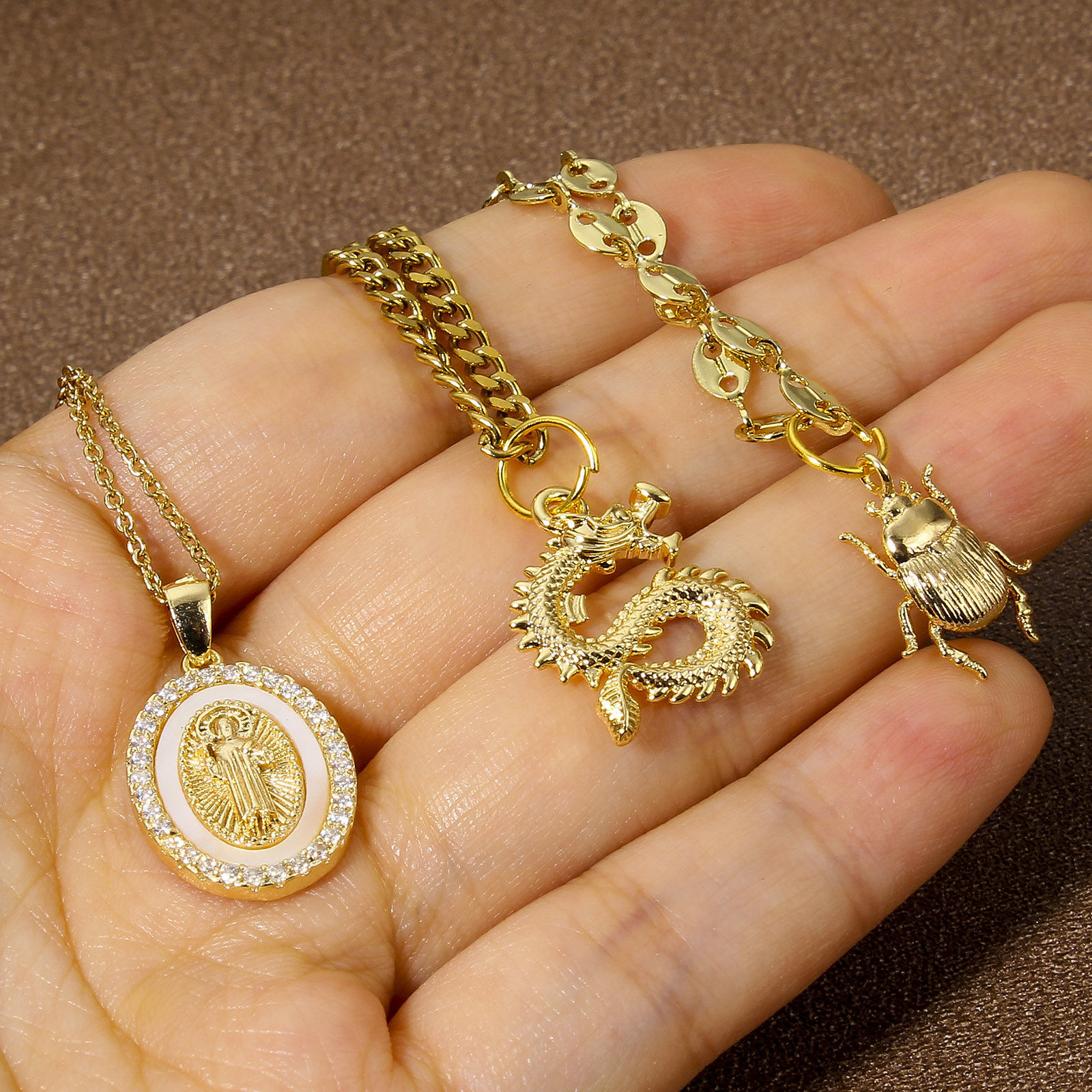 Bild von 1 Stück Umweltfreundlich Muschel & Messing Religiös Charm-Anhänger Echtgold plattiert Oval Jesus Micro Pave Klar Zirkonia 26mm x 14,5mm