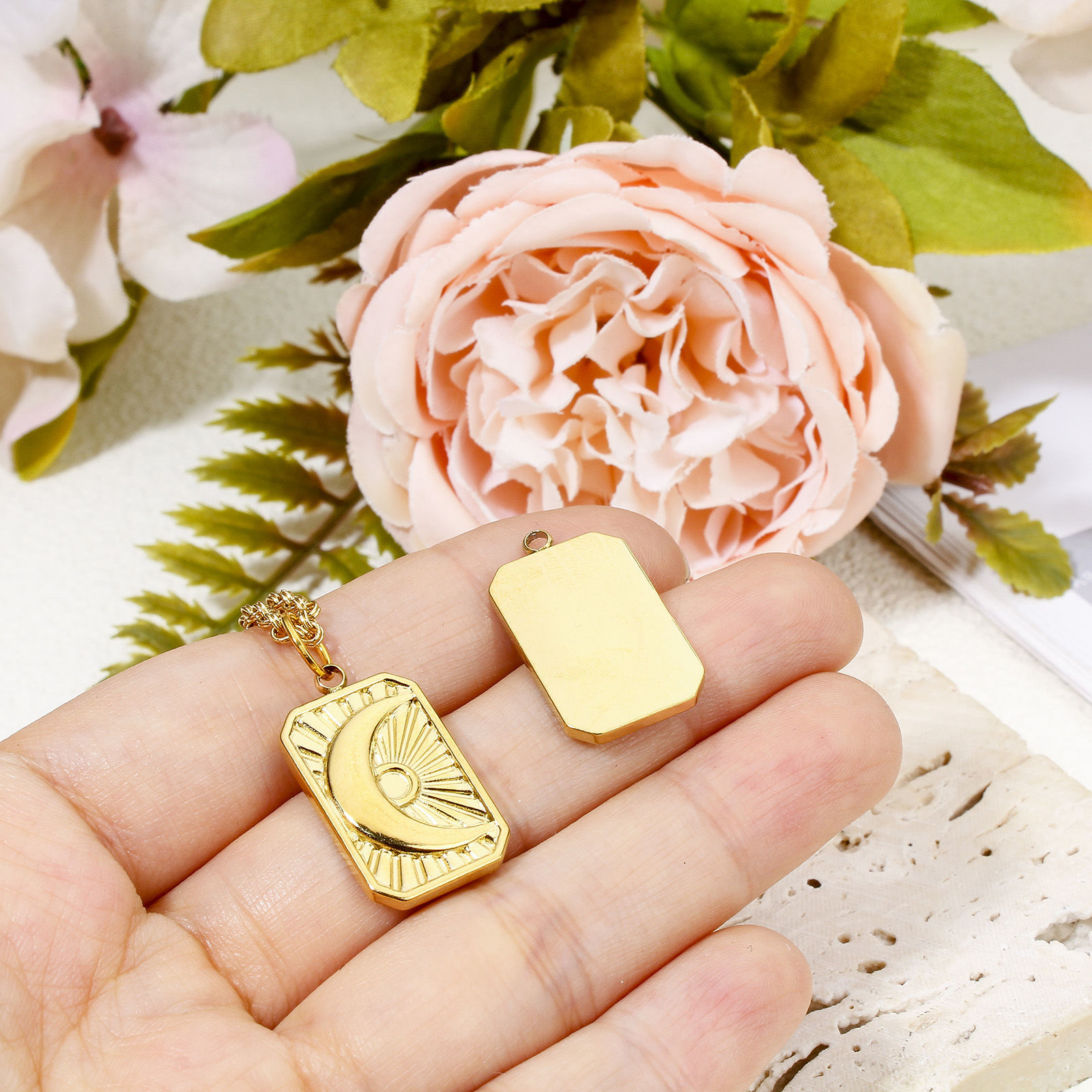 Picture of Eco-friendly Vacuum Plating 304 Stainless Steel Galaxy Charms 18K Real Gold Plated Star Sunshine