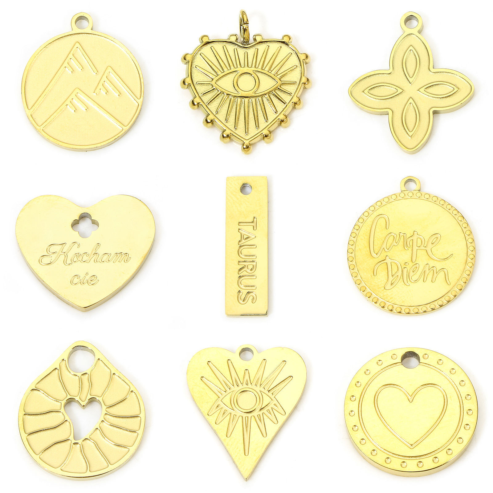 Bild von 1 Stück Umweltfreundliche Vakuumbeschichtung 304 Edelstahl Valentinstag Charms Herz 18K Echtgold plattiert Auge
