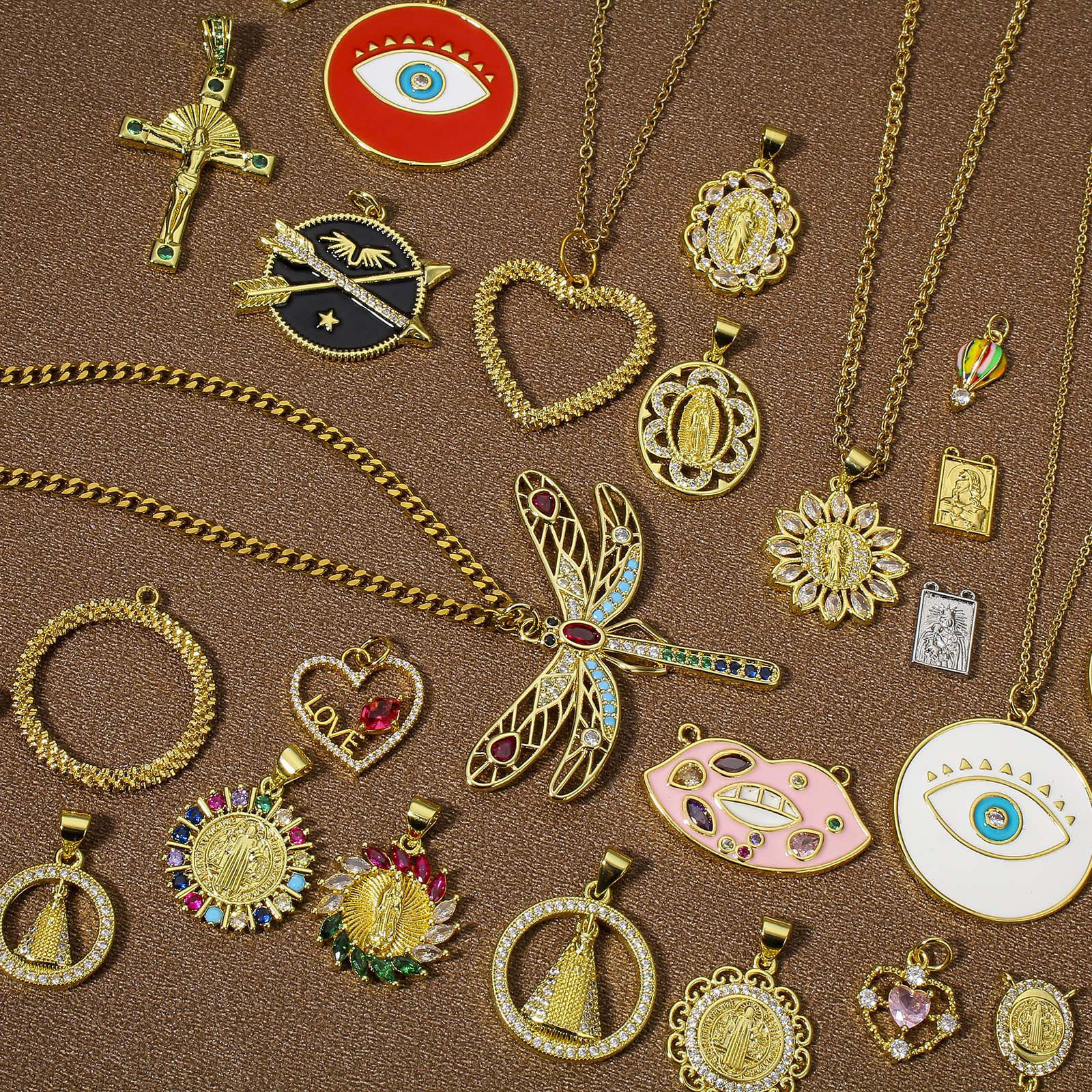 Picture of Eco-friendly Brass Pendants Real Gold Plated Multicolor Evil Eye Hot Air Balloon Enamel