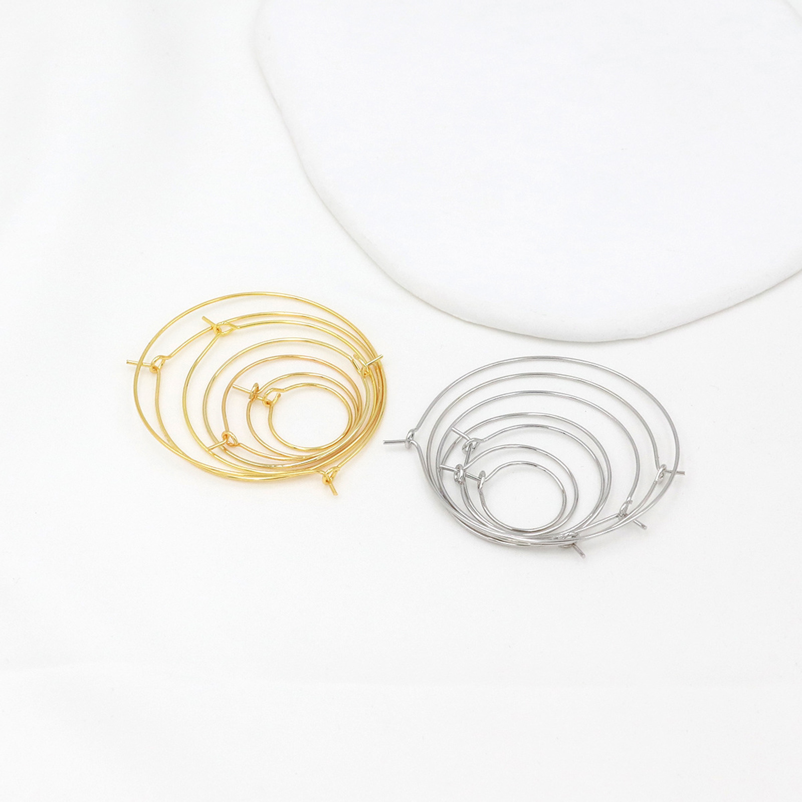 Image de 10 Pcs Boucles d'Oreilles Créoles Accessories pour DIY Fabrication de Bijoux Respectueux de la Nature en Laiton Simple Plaqué Or Véritable Annulaire
