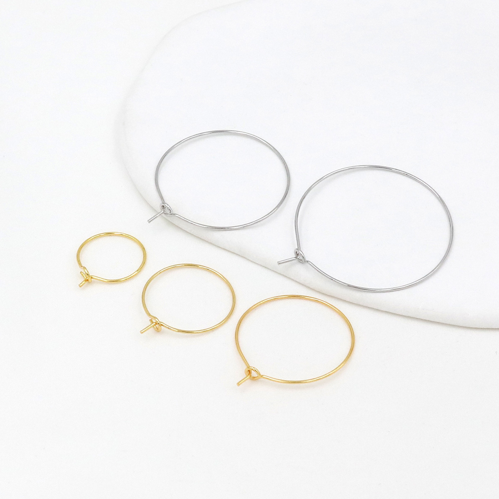 Image de 10 Pcs Boucles d'Oreilles Créoles Accessories pour DIY Fabrication de Bijoux Respectueux de la Nature en Laiton Simple Plaqué Or Véritable Annulaire