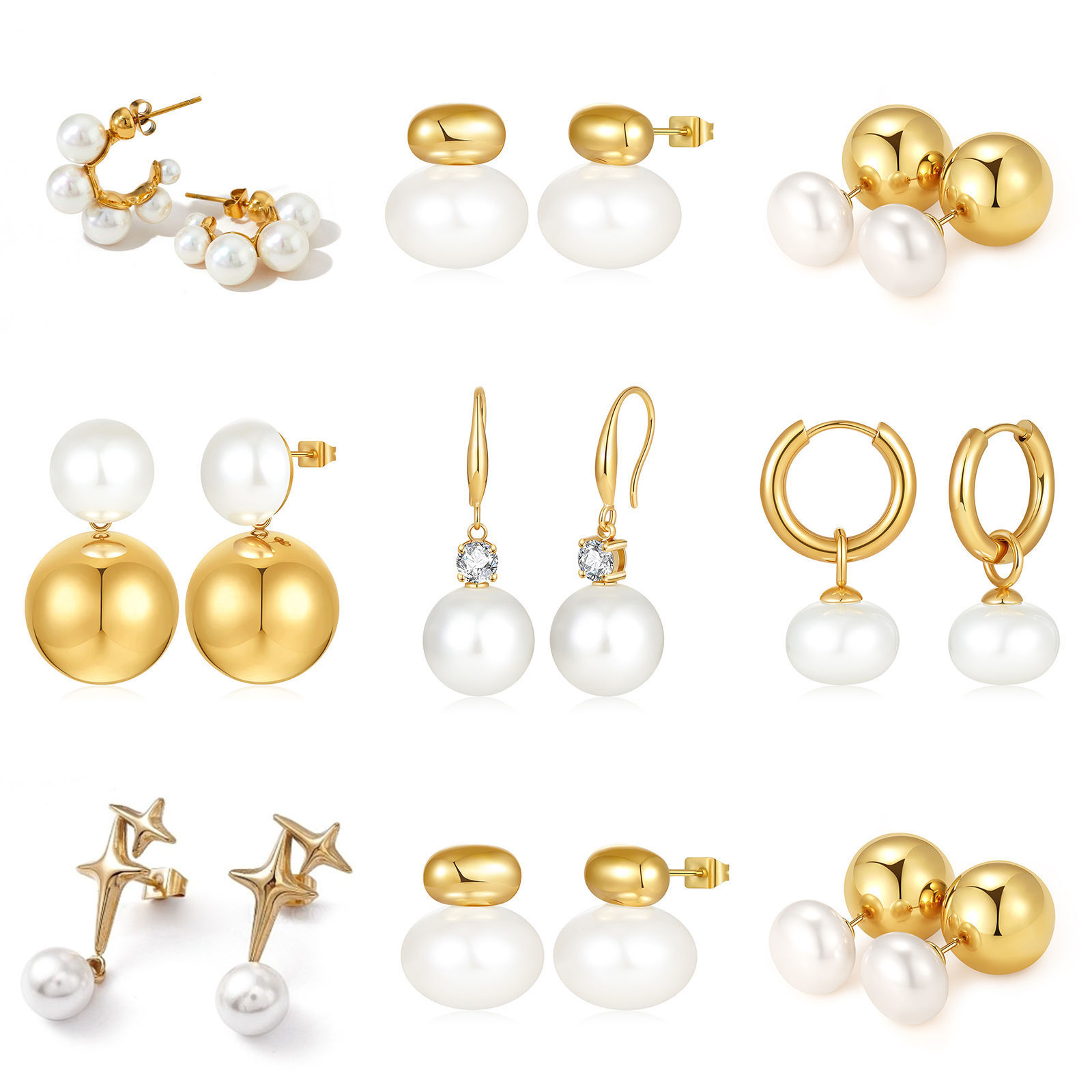 Immagine di 1 Paio Ecologico Elegante Squisito Vero Oro Placcato Bianco 304 Acciaio Inossidabile Imitata Perla Orecchino Per Donne Regalo