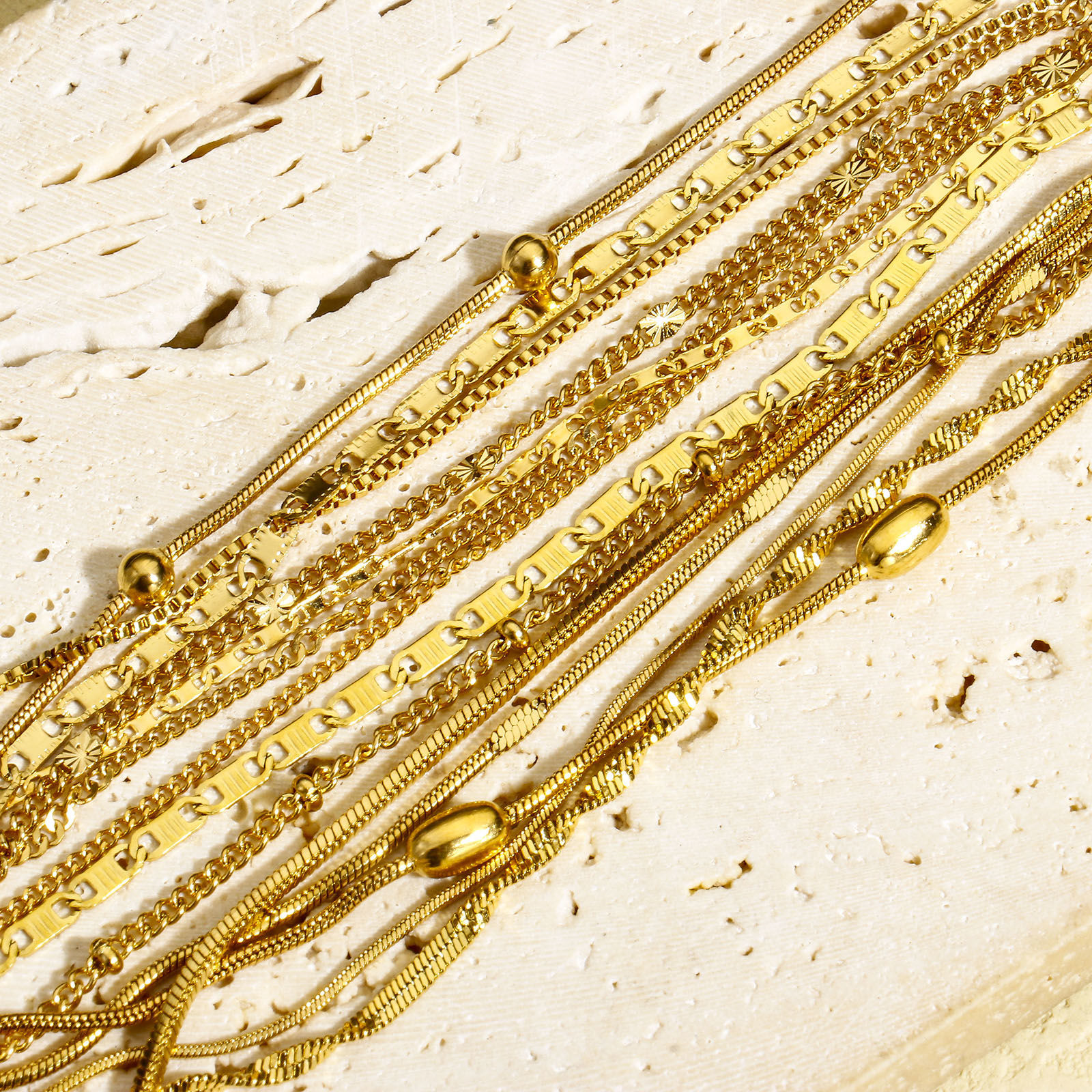 Picture of Vacuum Plating 304 Stainless Steel Handmade Link Chain Anklet 18K Gold Plated 22cm(8 5/8") long