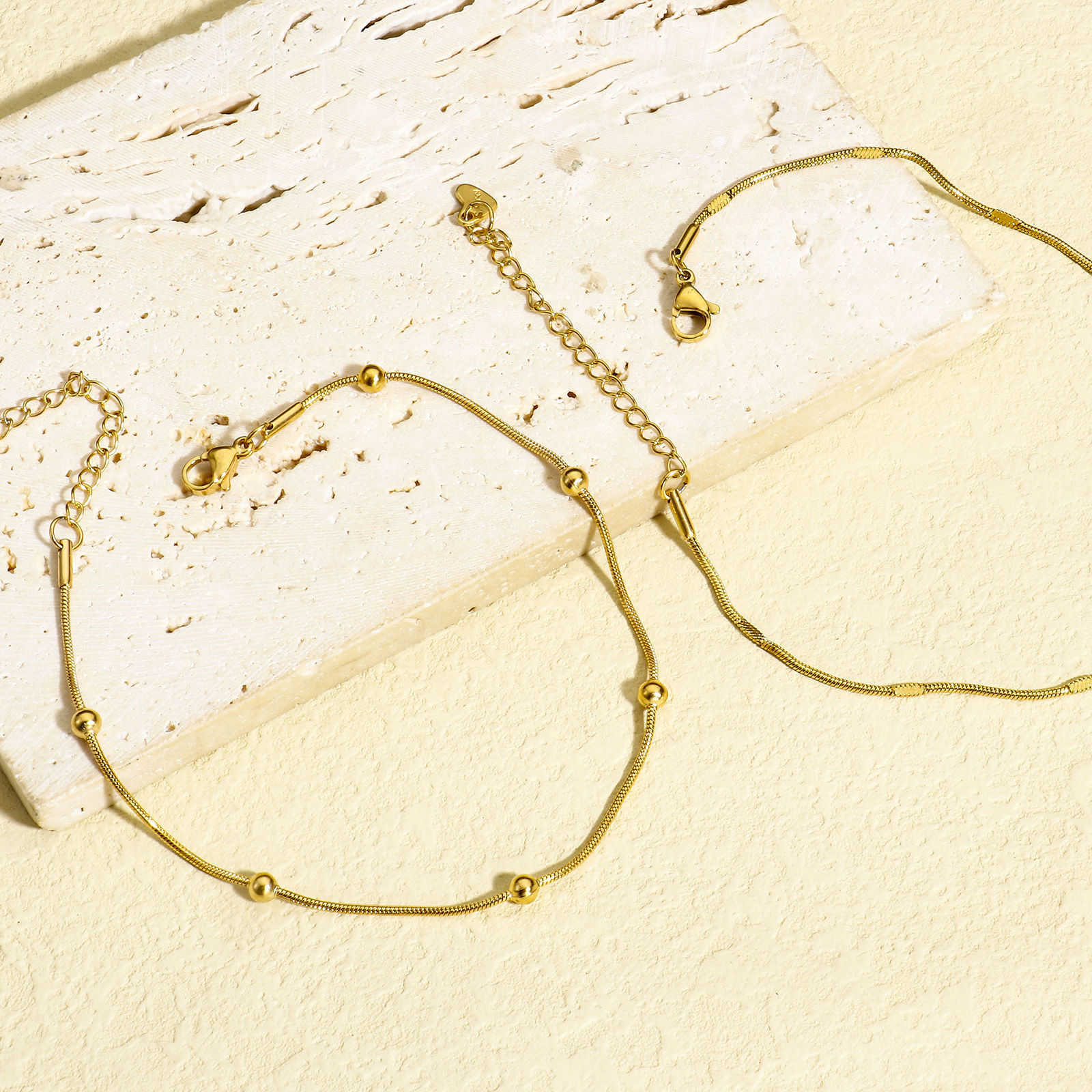 Picture of Vacuum Plating 304 Stainless Steel Handmade Link Chain Anklet 18K Gold Plated 22cm(8 5/8") long