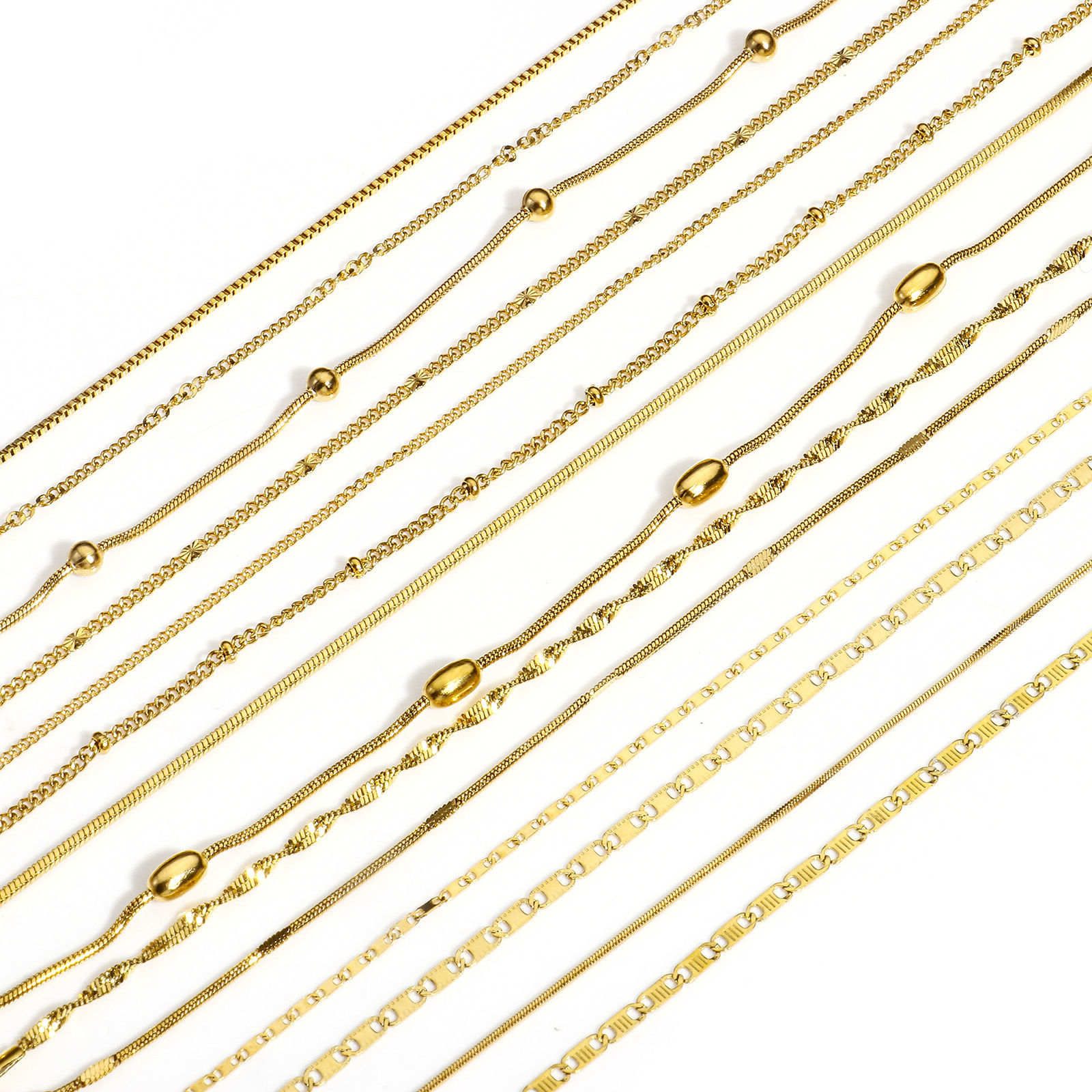 Picture of Vacuum Plating 304 Stainless Steel Handmade Link Chain Anklet 18K Gold Plated 22cm(8 5/8") long