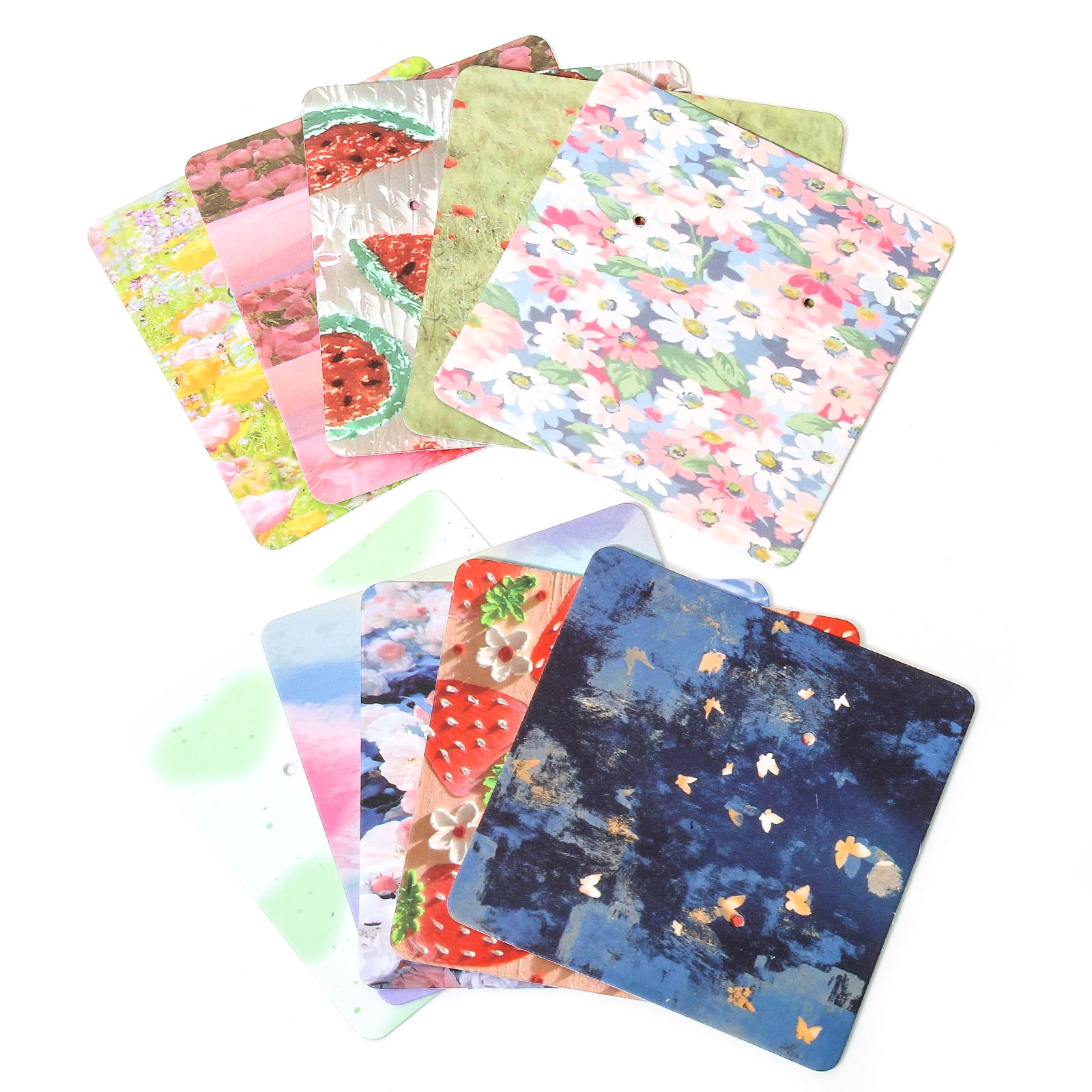 Bild von 50 Stück Kunstpapier Schmuck Ohrringe Display Karte Quadrat Bunt 6cm x 6cm