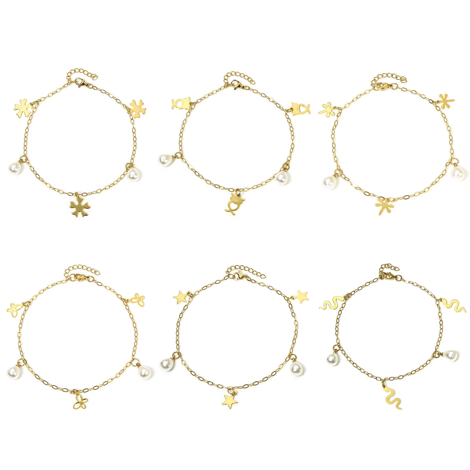 Picture of 304 Stainless Steel Link Cable Chain Anklet Gold Plated With Lobster Claw Clasp And Extender Chain Owl Animal Dragonfly 23cm(9") long