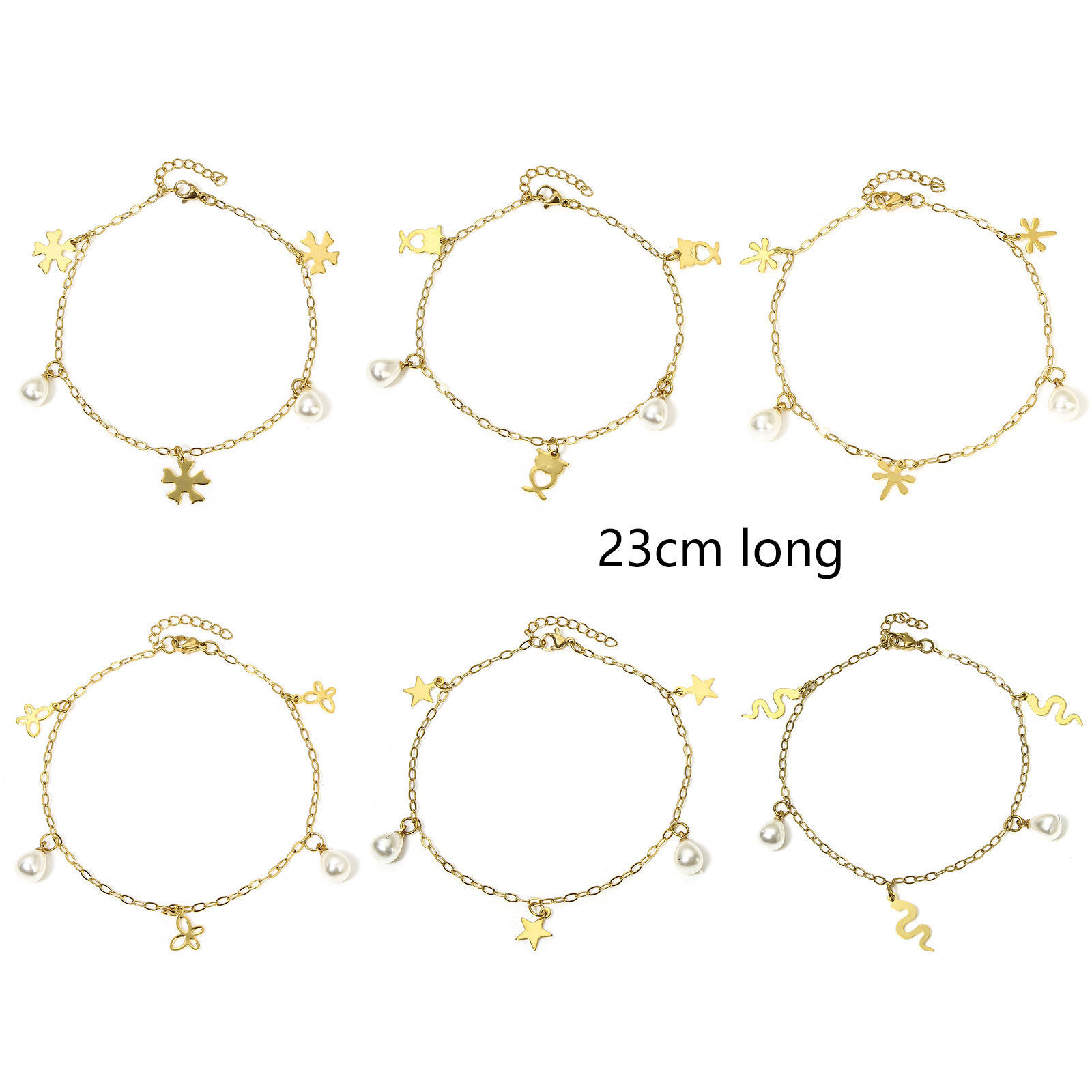 Picture of 304 Stainless Steel Link Cable Chain Anklet Gold Plated With Lobster Claw Clasp And Extender Chain Owl Animal Dragonfly 23cm(9") long