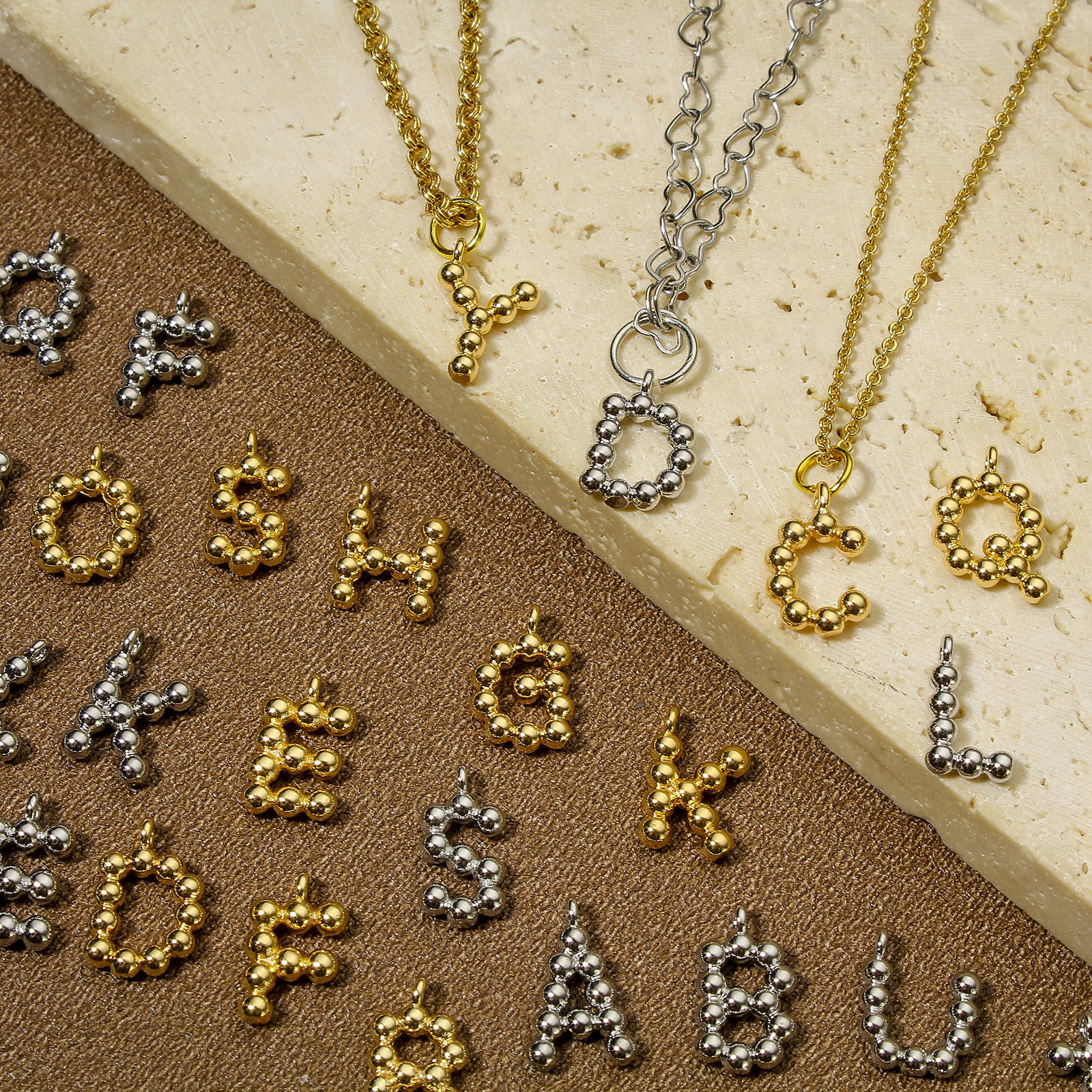 Picture of Eco-friendly Brass Charms 18K Real Gold Plated Capital Alphabet/ Letter Dot