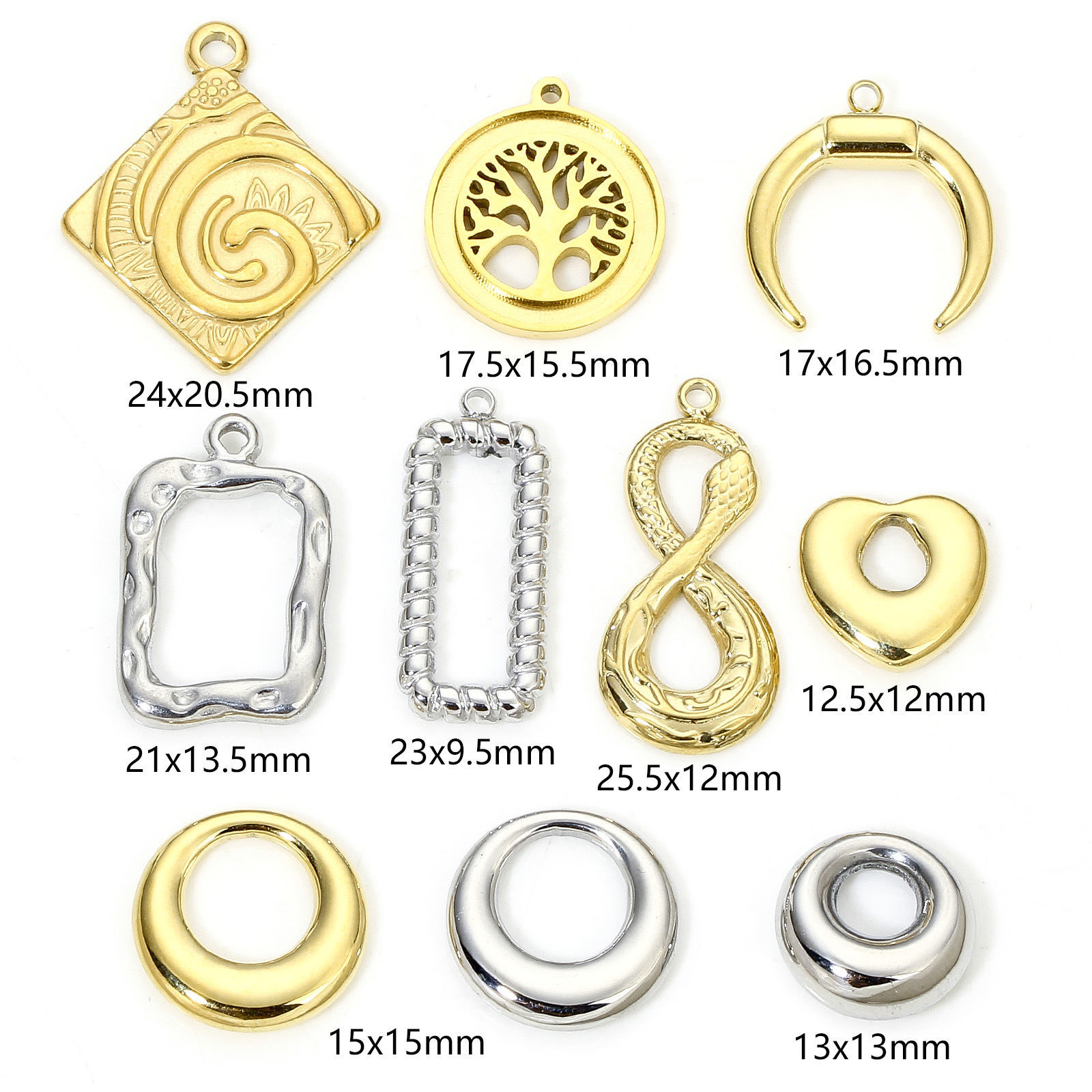 Immagine di 1 Pz Placcatura Sottovuoto Ecologica 304 Acciaio Inossidabile Geometrico Charms Anello Multicolore Vuoto