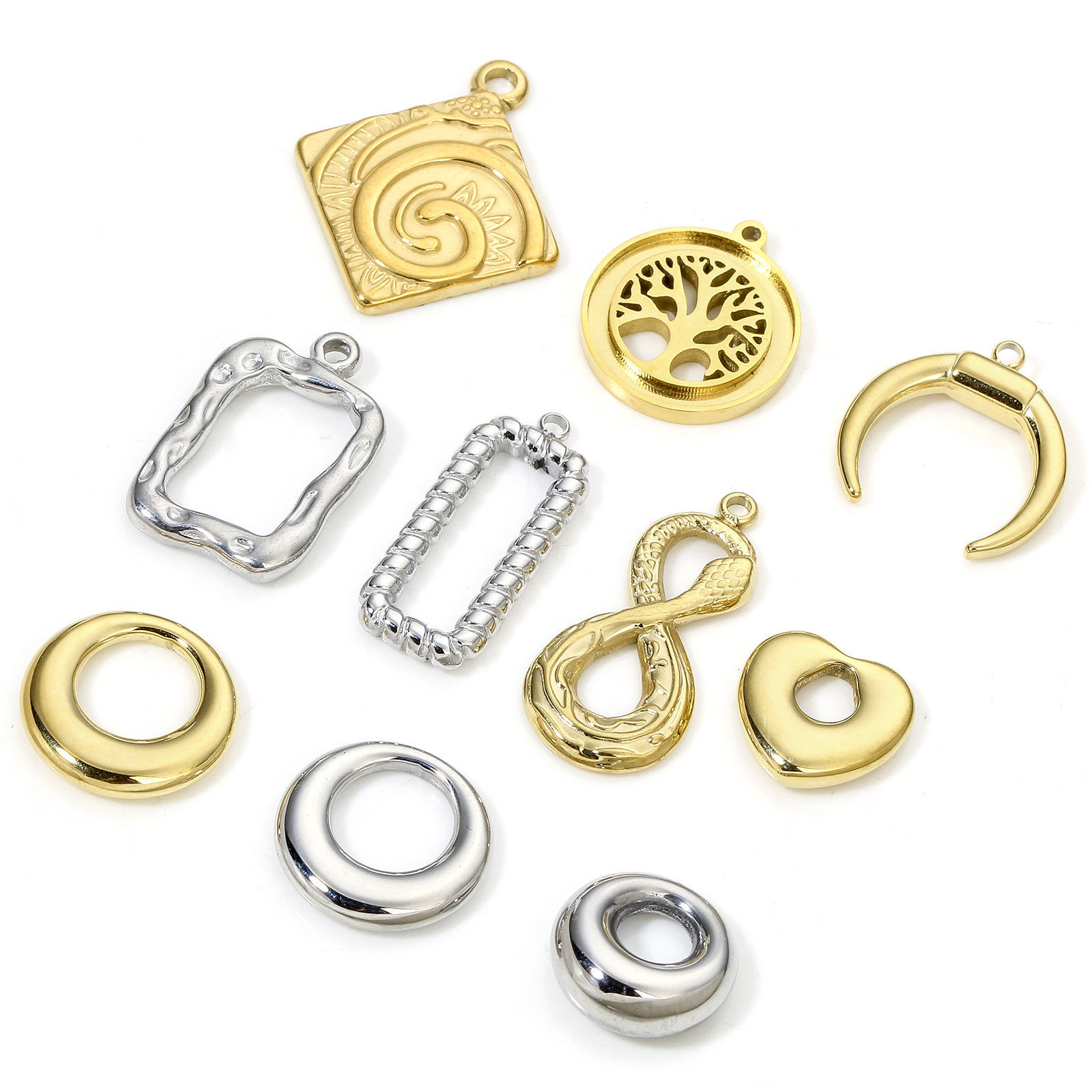 Immagine di 1 Pz Placcatura Sottovuoto Ecologica 304 Acciaio Inossidabile Geometrico Charms Anello Multicolore Vuoto