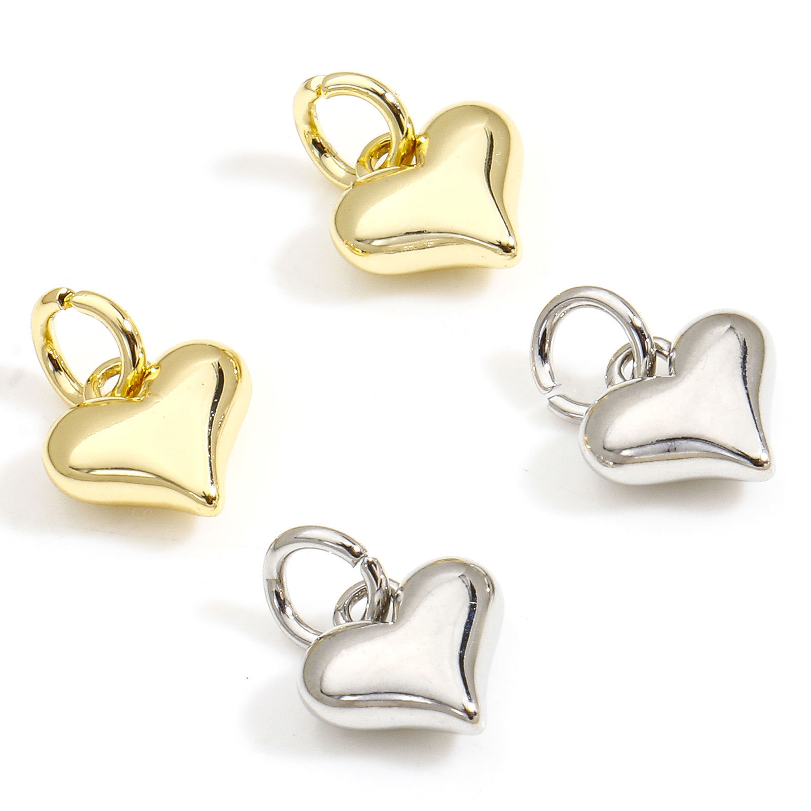 Bild von 2 Stück Umweltfreundlich Messing Valentinstag Charms Echtgold plattiert Herz 3D 12mm x 8mm