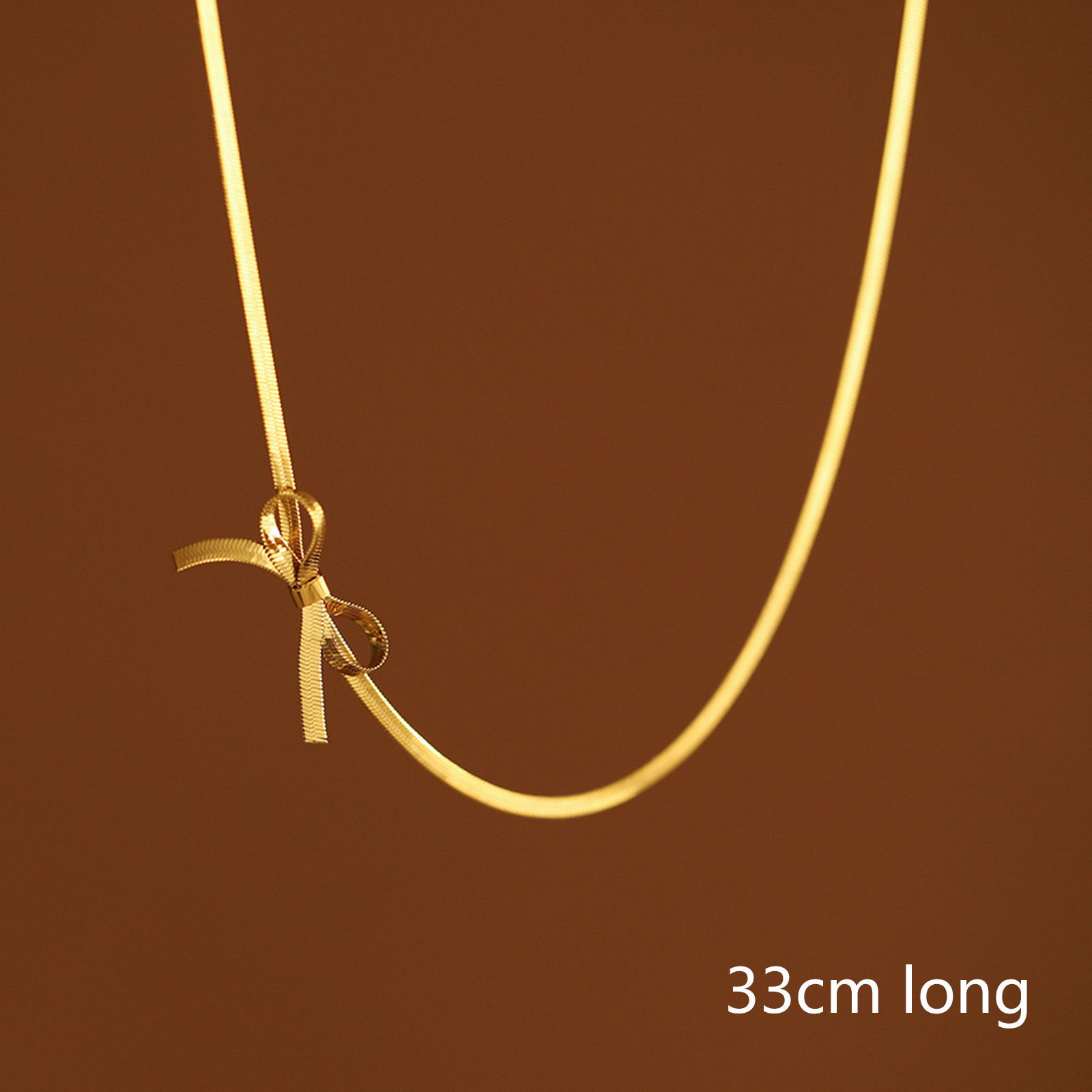 Picture of 304 Stainless Steel Snake Chain Choker Necklace Bowknot 33cm(13") long