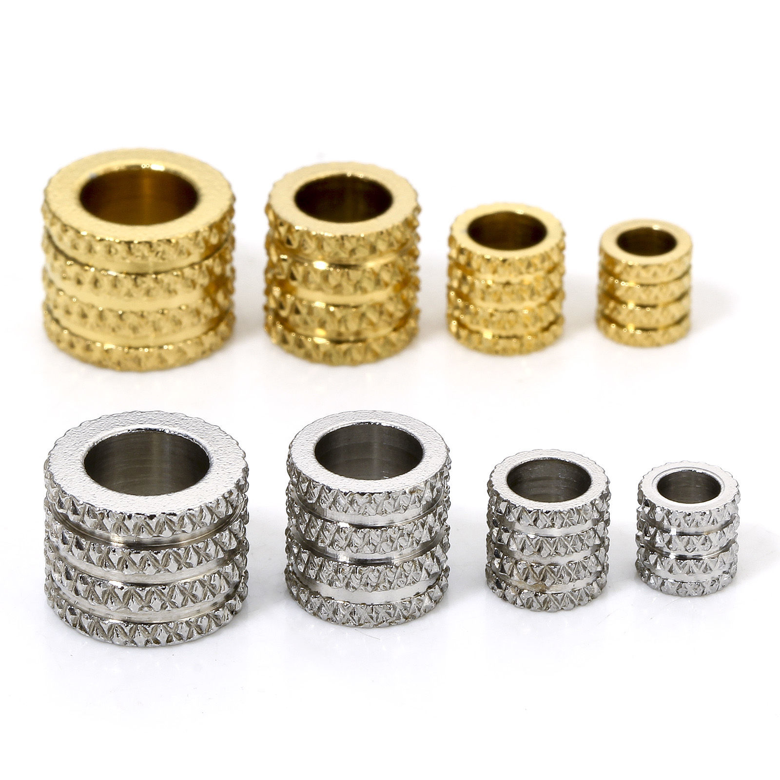 Picture of Eco-friendly 304 Stainless Steel Simple Spacer Beads For DIY Bracelet Jewelry Making Findings Tube Multicolor Stripe Faceted