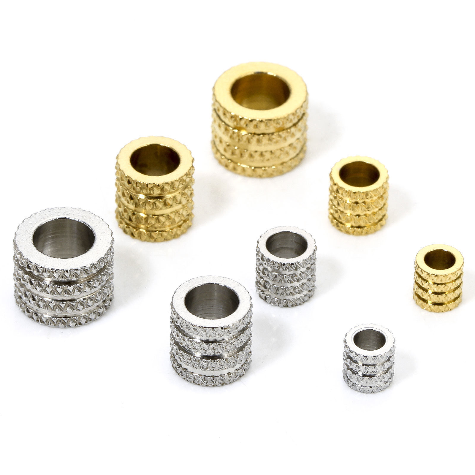 Picture of Eco-friendly 304 Stainless Steel Simple Spacer Beads For DIY Bracelet Jewelry Making Findings Tube Multicolor Stripe Faceted