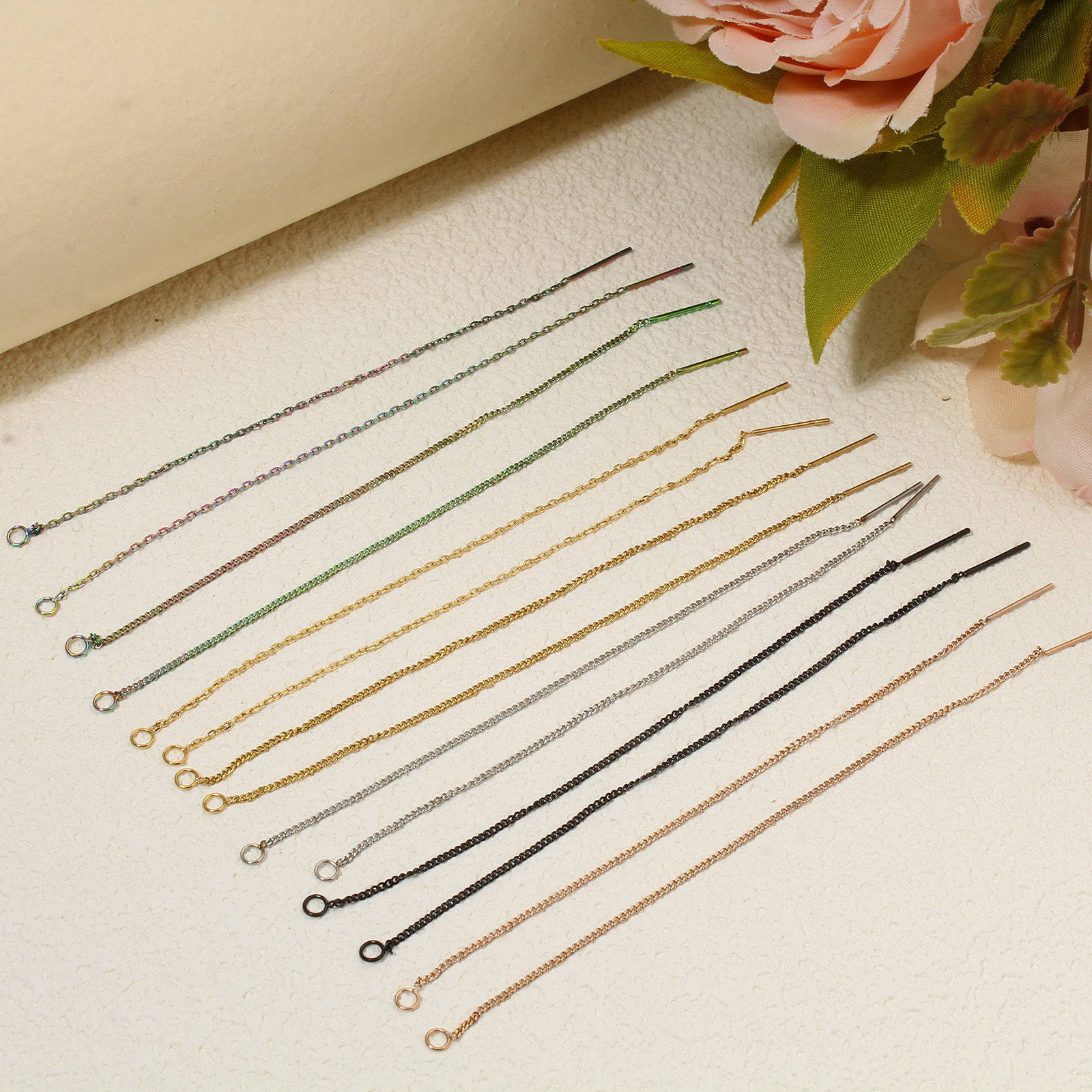 Bild von 2 Paare Vakuumbeschichtung 304 Edelstahl Einfädler Ohrring Mit Öse 10.5cm, Drahtstärke: (21 gauge)