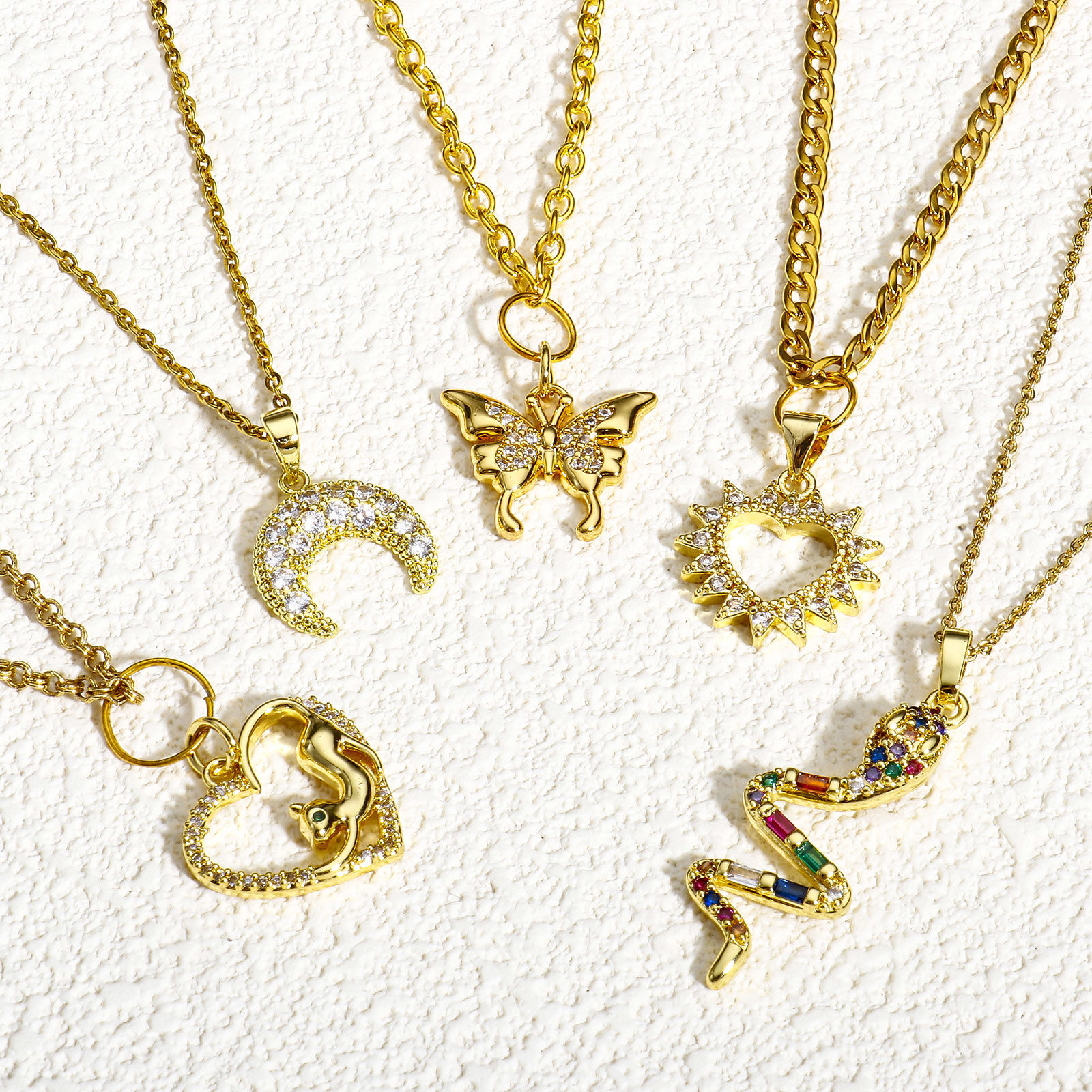 Picture of 2 PCs Brass Charms Real Gold Plated Animal Sun Micro Pave Clear Cubic Zirconia