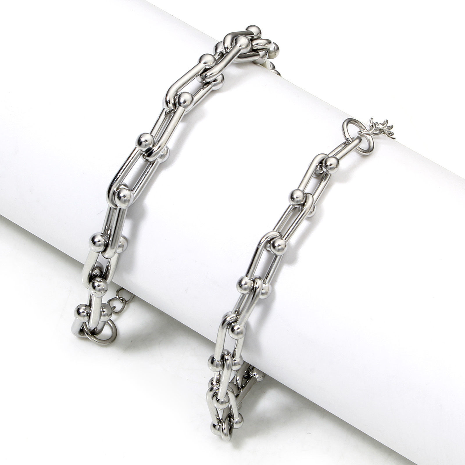 Picture of 304 Stainless Steel Handmade Link Chain Necklace For DIY Jewelry Making Silver Tone 40cm(15 6/8") long
