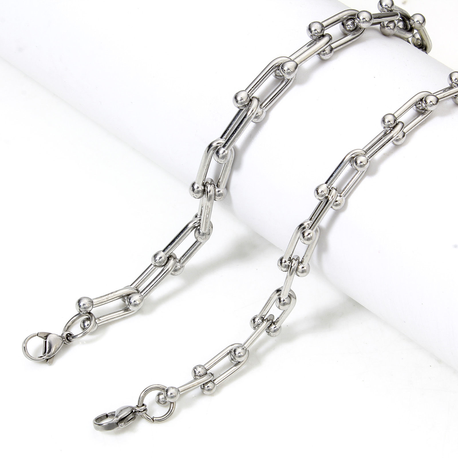 Picture of 304 Stainless Steel Handmade Link Chain Necklace For DIY Jewelry Making Silver Tone 40cm(15 6/8") long