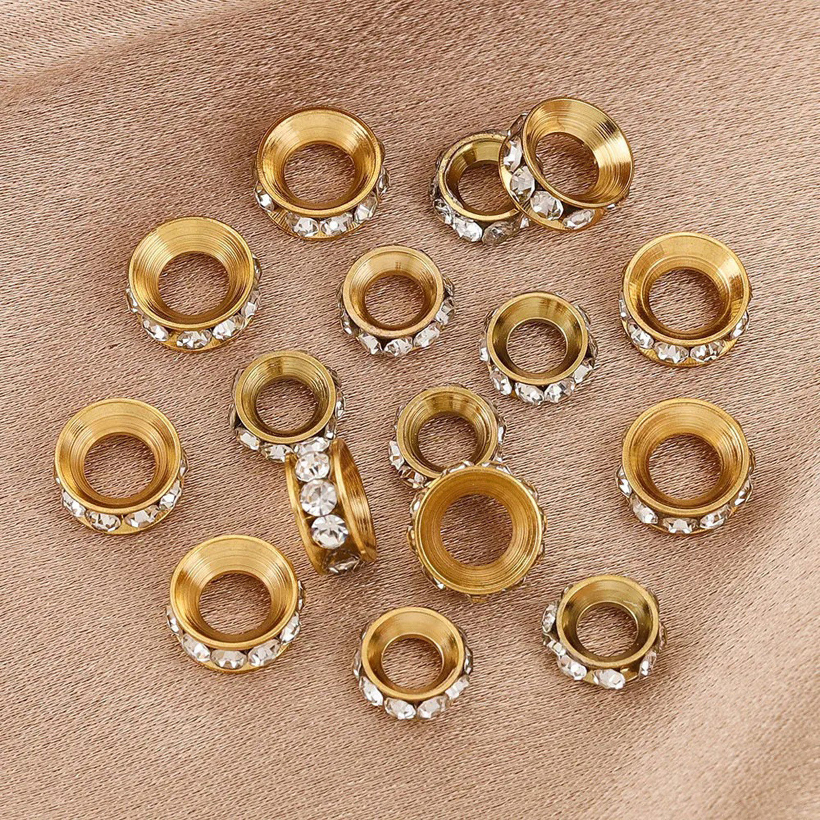 Picture of 304 Stainless Steel Beads For DIY Charm Jewelry Making Round Clear Rhinestone