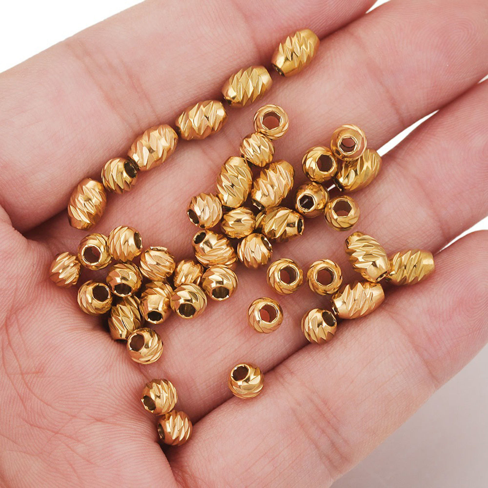Picture of Eco-friendly 304 Stainless Steel Beads For DIY Jewelry Making Geometric Carved Pattern Hole: Approx 2mm