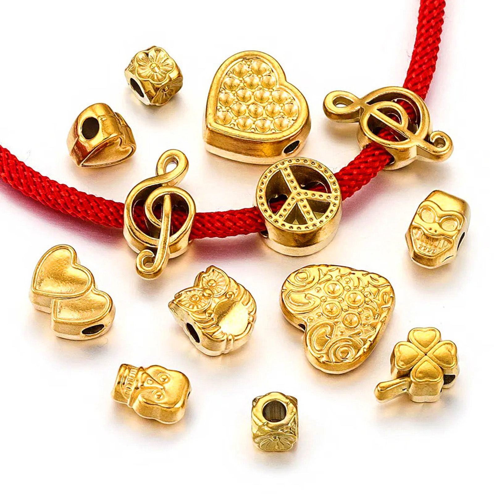 Image de 1 Pièce Perles pour DIY Fabrication de Bijoux Coulée en 304 Acier Inoxydable Respectueux de la Nature