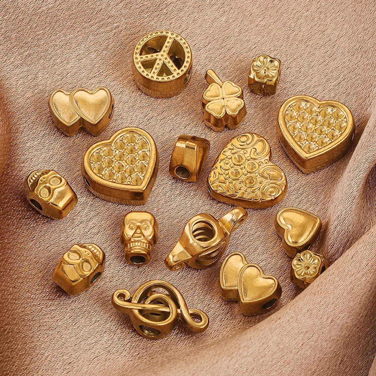 Image de 1 Pièce Perles pour DIY Fabrication de Bijoux Coulée en 304 Acier Inoxydable Respectueux de la Nature