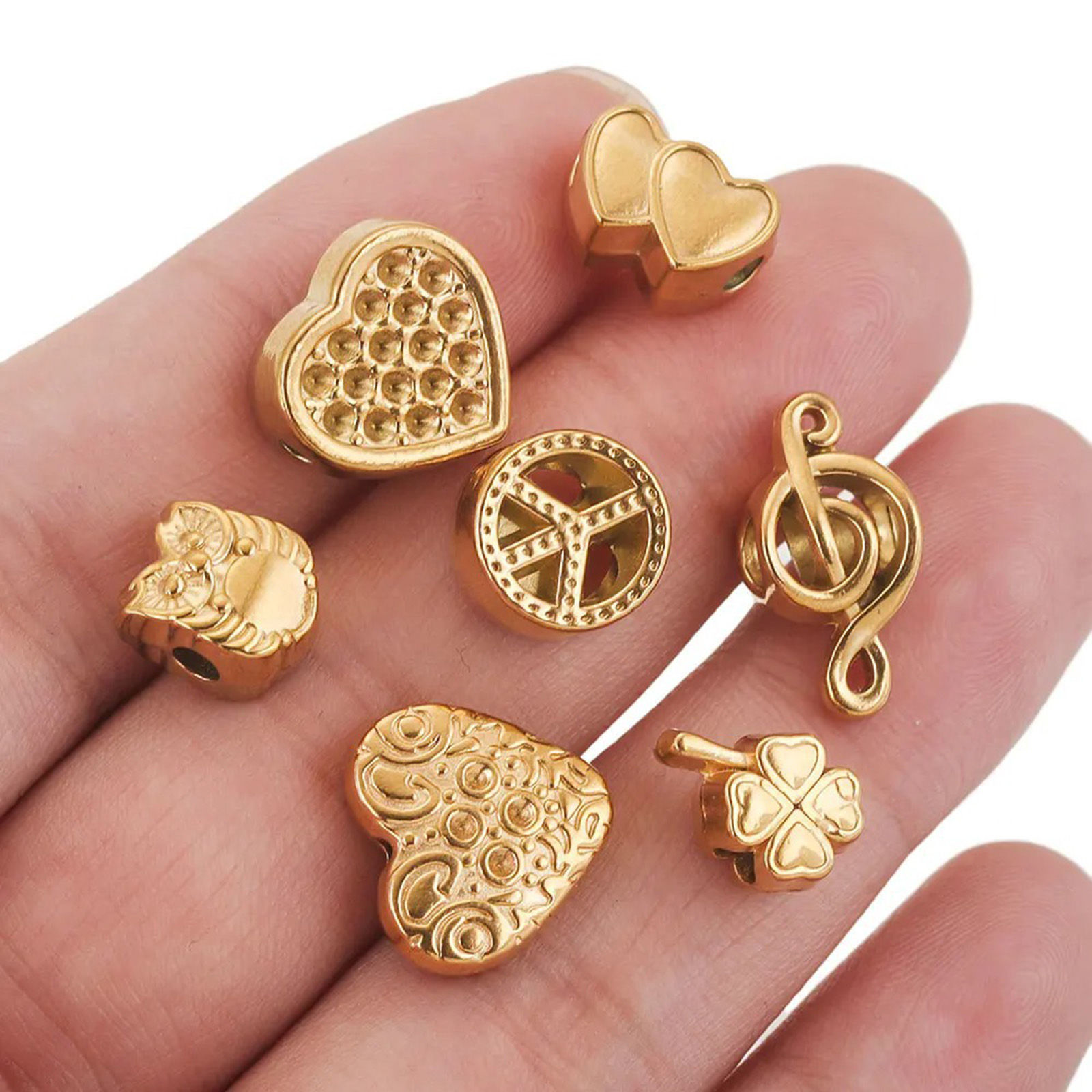 Image de 1 Pièce Perles pour DIY Fabrication de Bijoux Coulée en 304 Acier Inoxydable Respectueux de la Nature