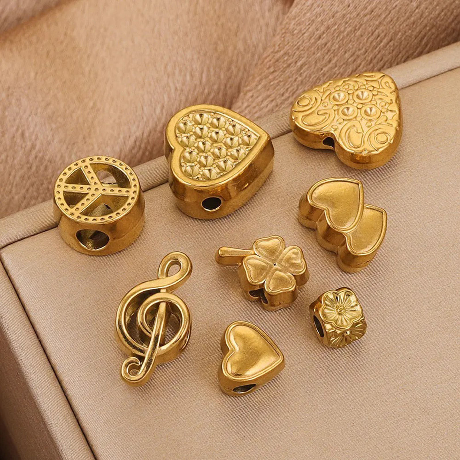 Image de 1 Pièce Perles pour DIY Fabrication de Bijoux Coulée en 304 Acier Inoxydable Respectueux de la Nature