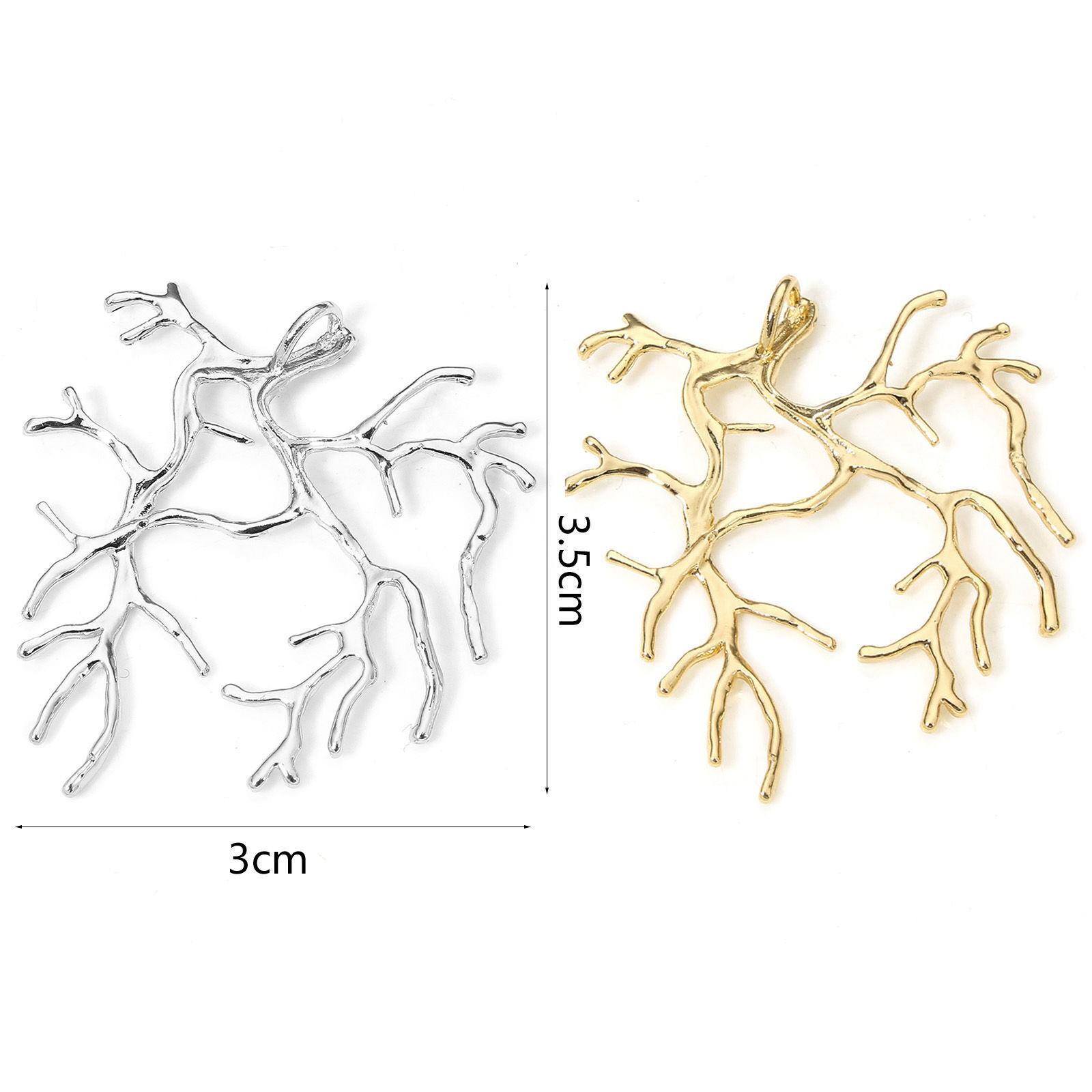 2 個 真鍮 ブランクベースペンダント カメオ DIY用 ジュエリーアクセサリー 多色 枝 3.5cm x 3cm、 の画像