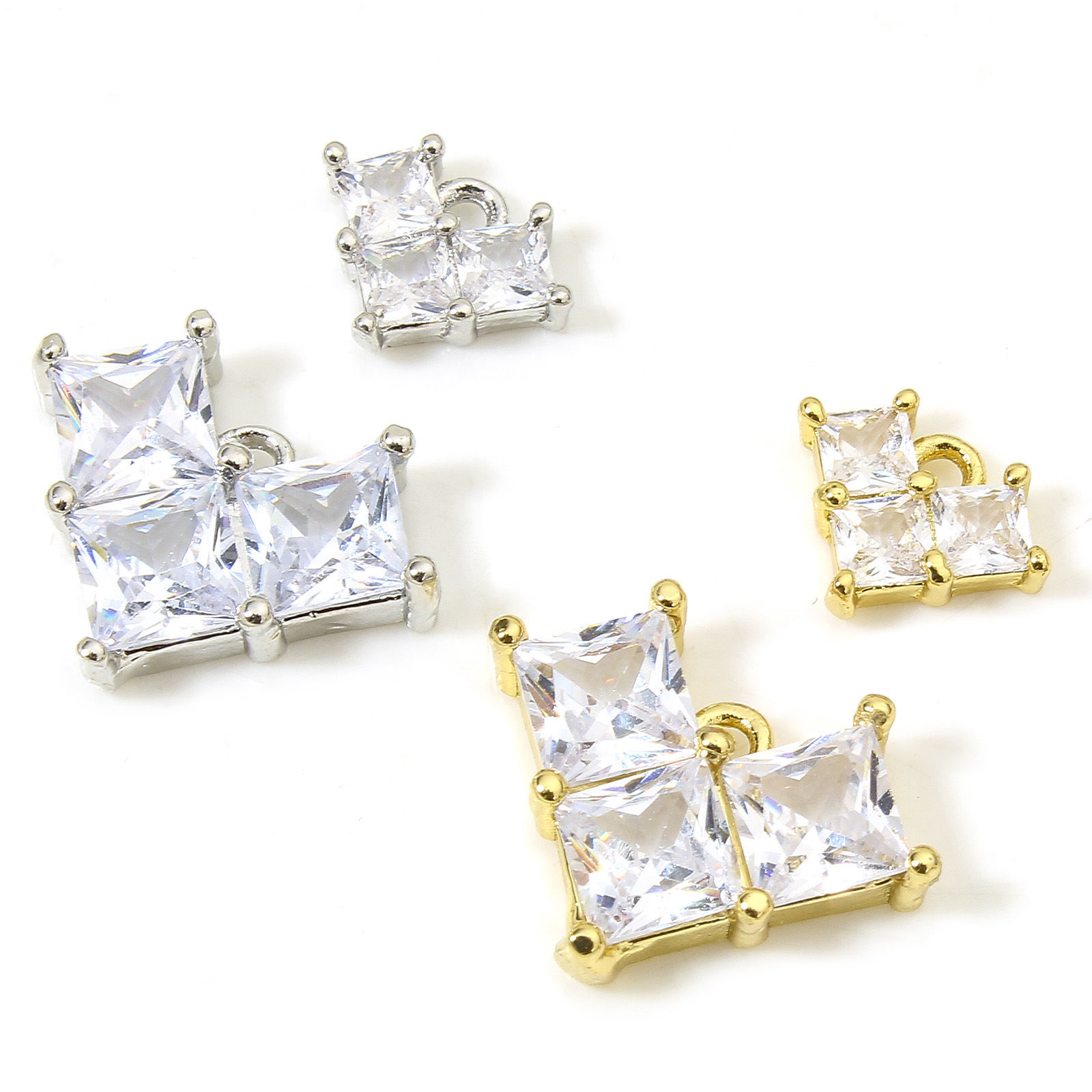 Image de 1 Pièce Breloques La Saint Valentin en Laiton Cœur Multicolore à Strass Transparent