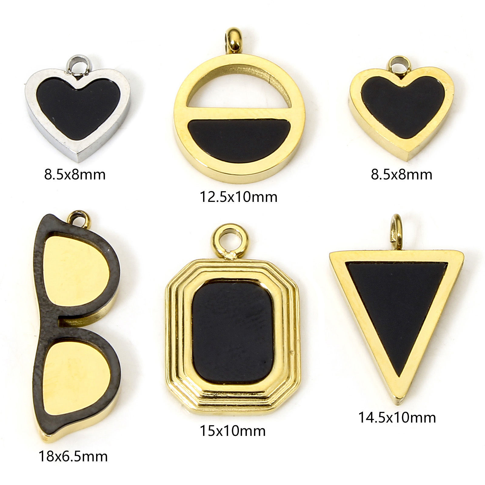 Picture of Eco-friendly Vacuum Plating 304 Stainless Steel & Acrylic Simple Charms Multicolor Black Heart Geometric
