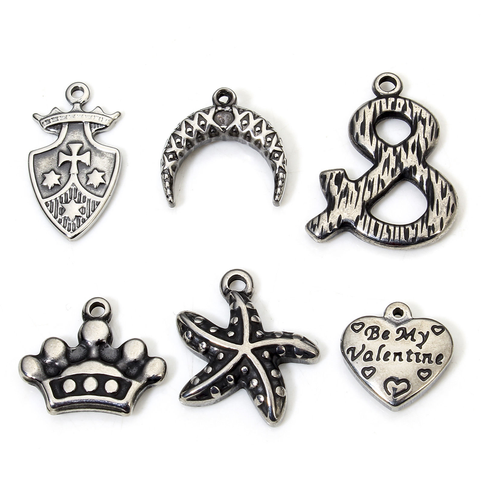 Picture of Eco-friendly 304 Stainless Steel Retro Charms Gunmetal Crown