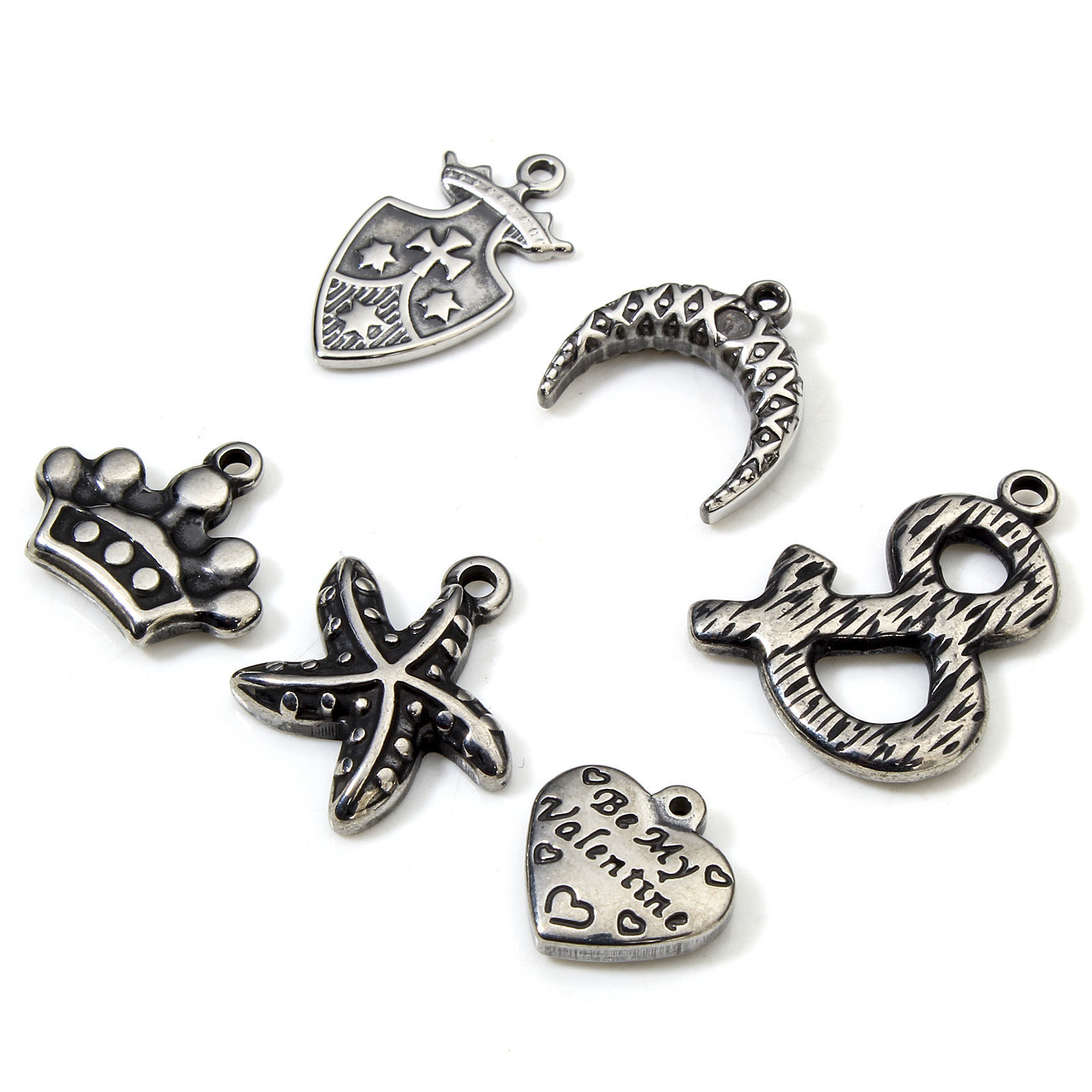 Picture of Eco-friendly 304 Stainless Steel Retro Charms Gunmetal Crown