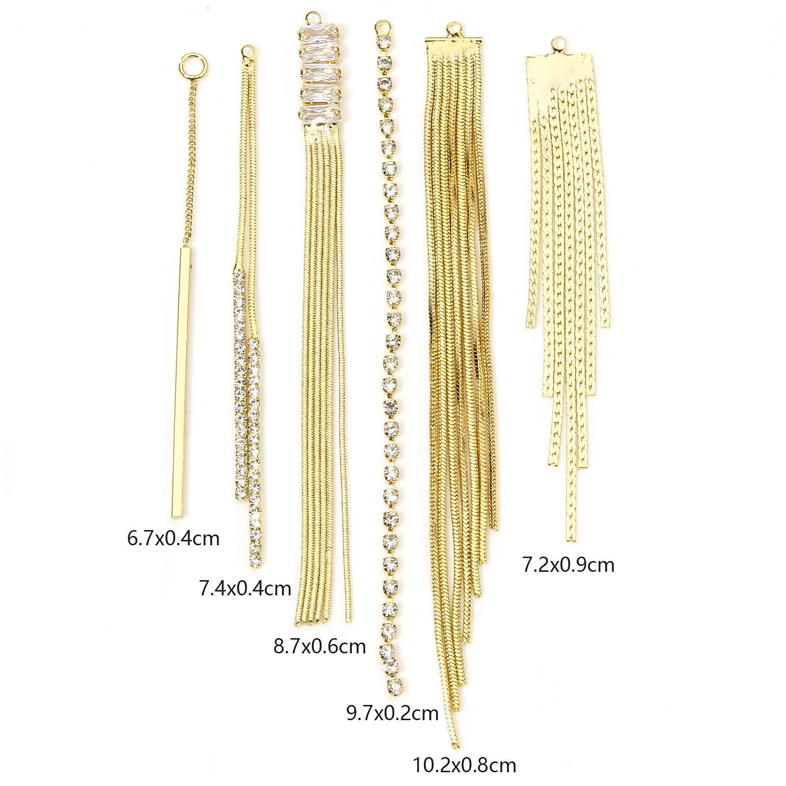 Image de 2 Pcs Pendentifs en Laiton Franges Pompons Glands Plaqué Or 18K