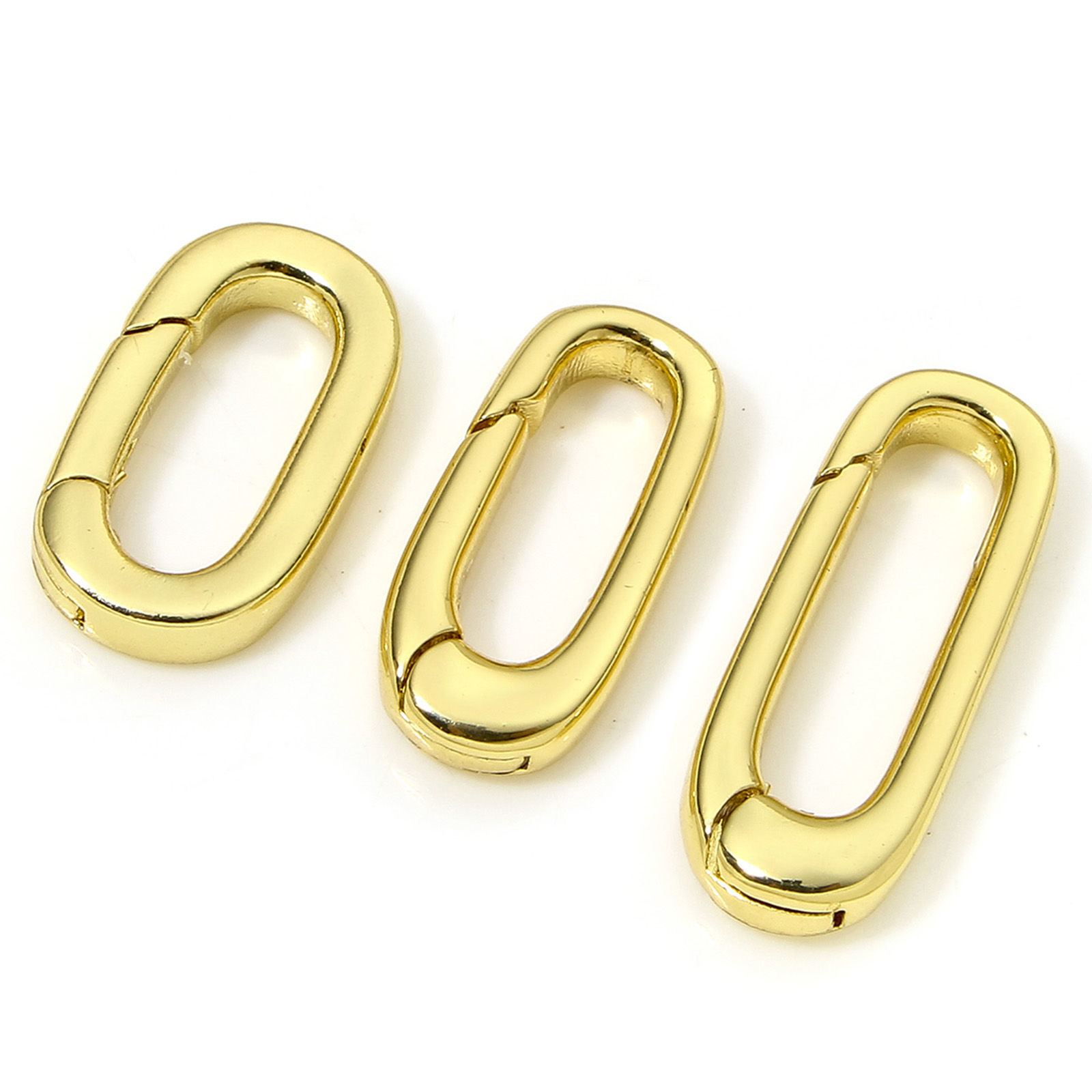 Bild von 1 Stück Umweltfreundlich Messing Federringverschluss Oval 18K Vergoldet