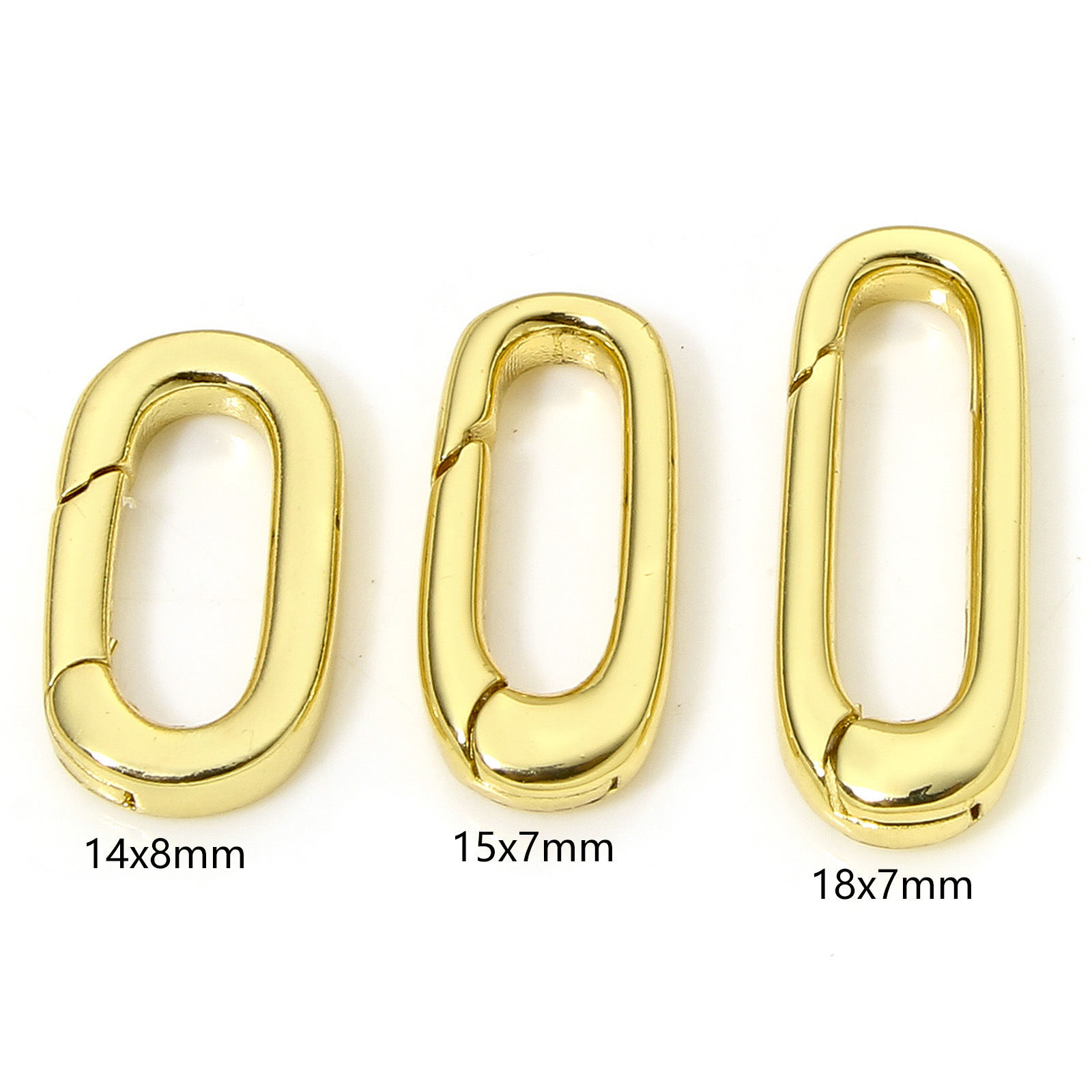 Bild von 1 Stück Umweltfreundlich Messing Federringverschluss Oval 18K Vergoldet