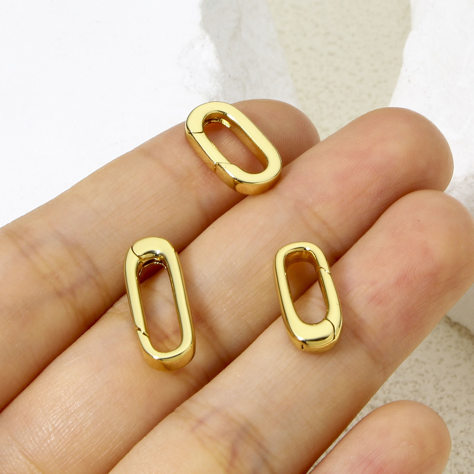 Bild von 1 Stück Umweltfreundlich Messing Federringverschluss Oval 18K Vergoldet