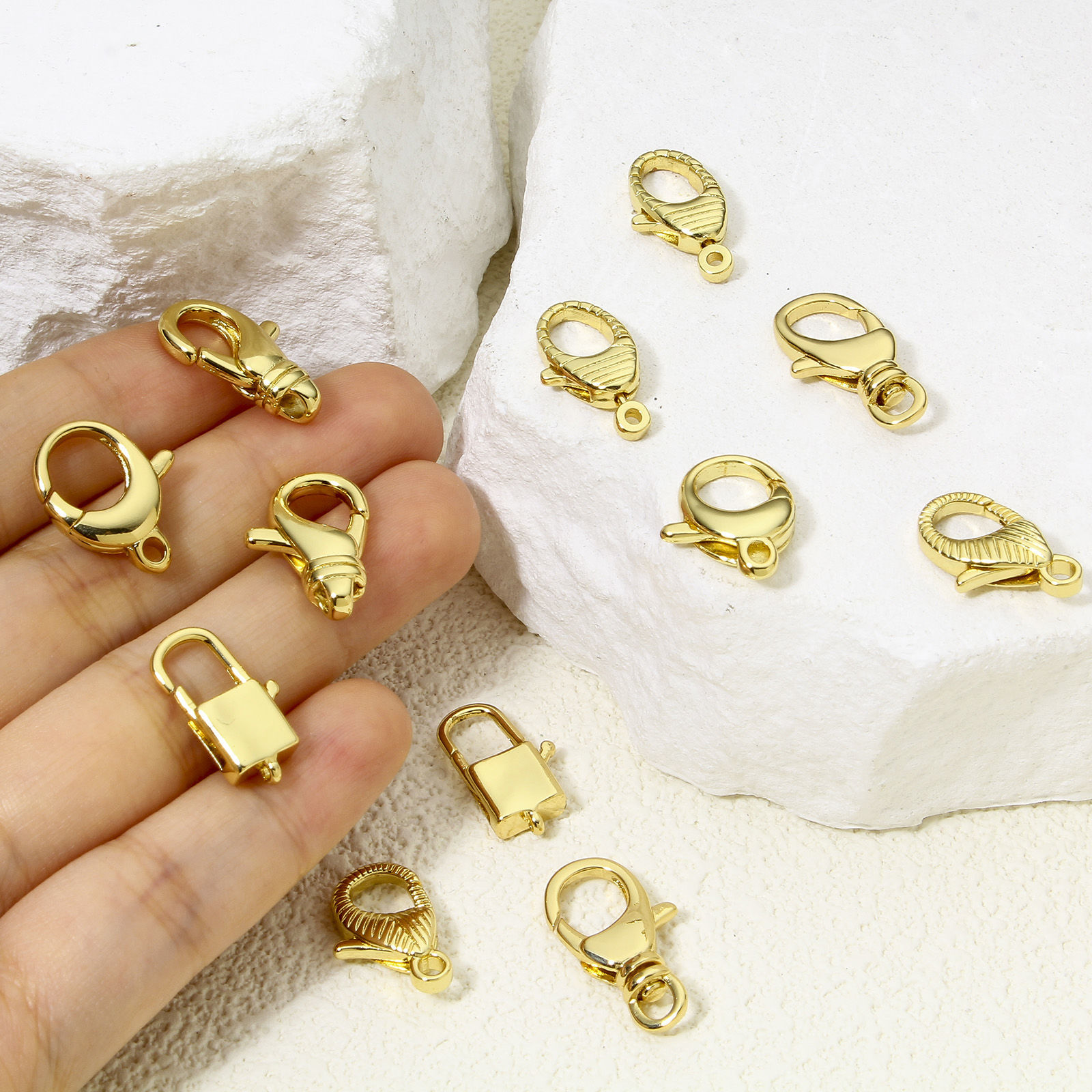 Bild von 1 Stück Umweltfreundlich Messing Karabinerverschluss 18K Echtgold plattiert