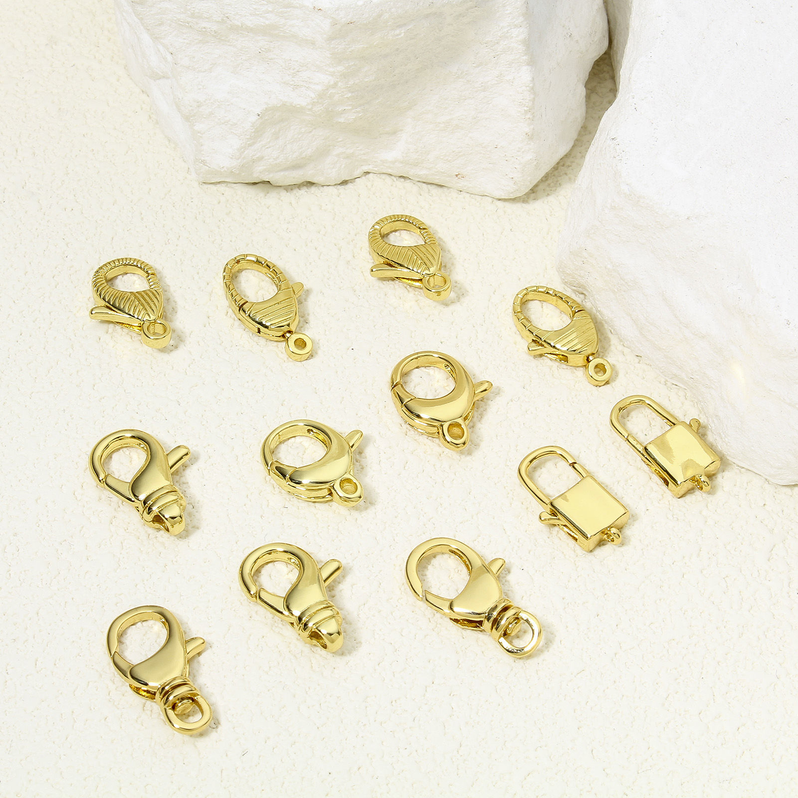 Bild von 1 Stück Umweltfreundlich Messing Karabinerverschluss 18K Echtgold plattiert