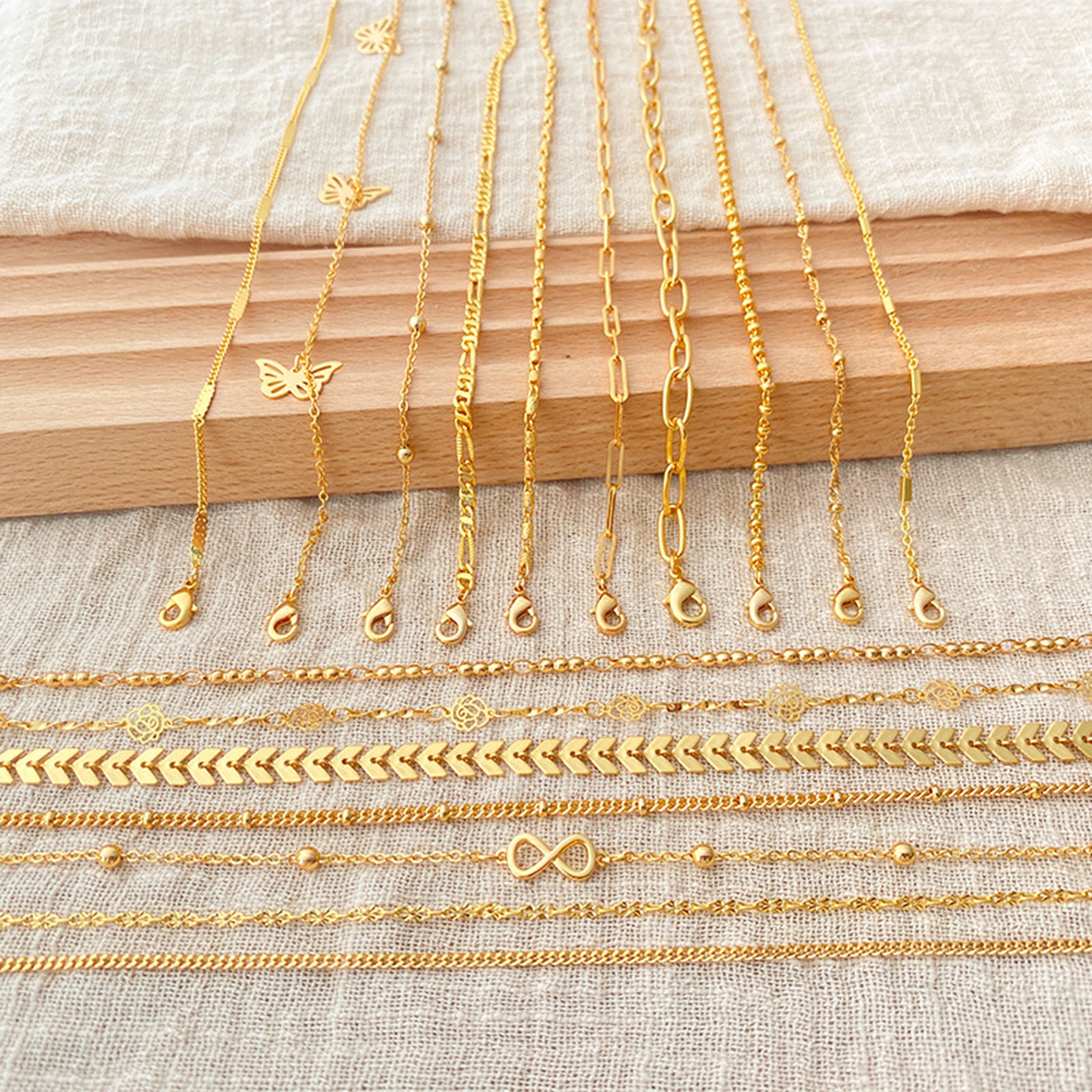 Picture of Eco-friendly Vacuum Plating Simple & Casual Ins Style 18K Real Gold Plated Brass Handmade Link Chain Anklet For Women