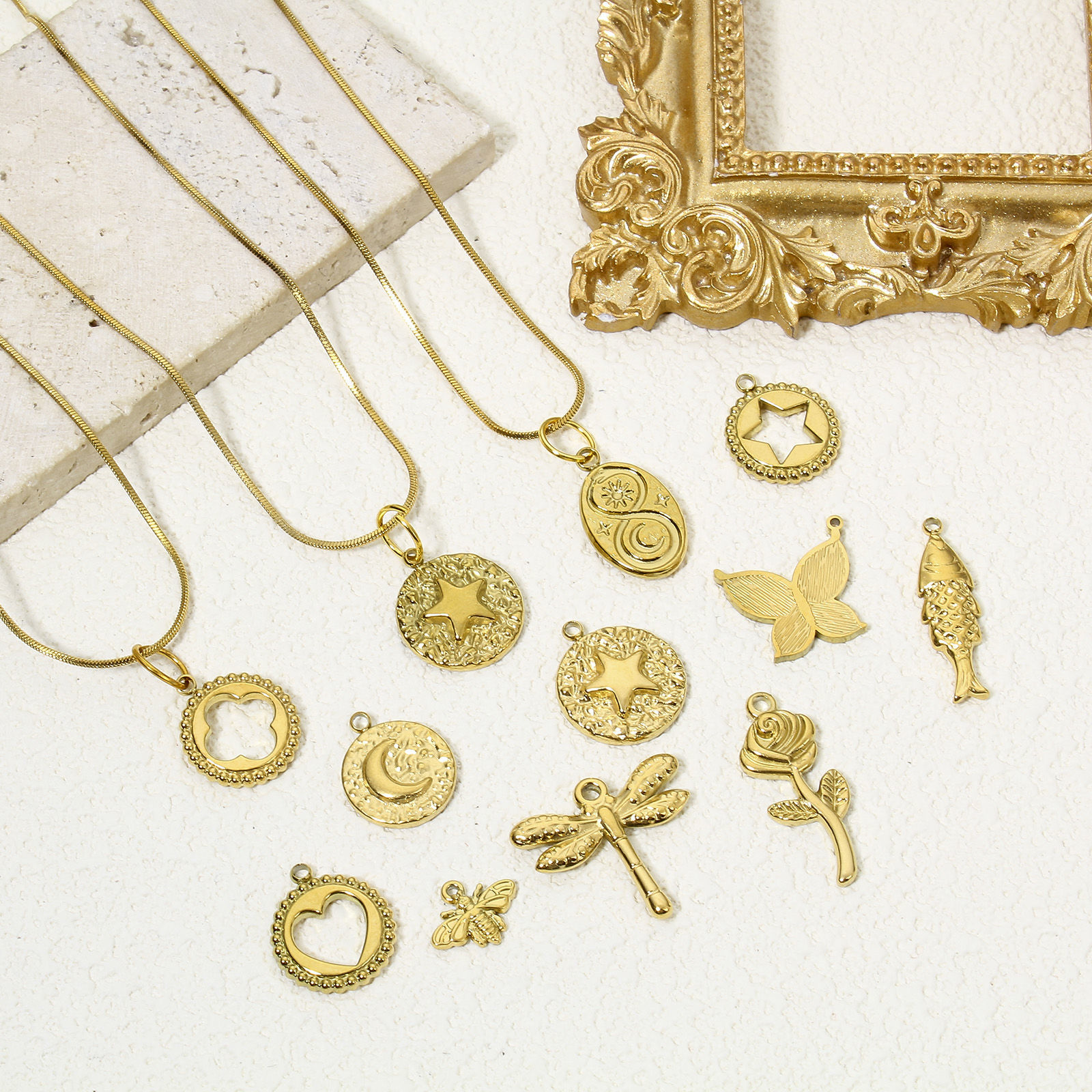 Picture of Vacuum Plating 304 Stainless Steel Insect Charms Gold Plated Bee Animal Stripe