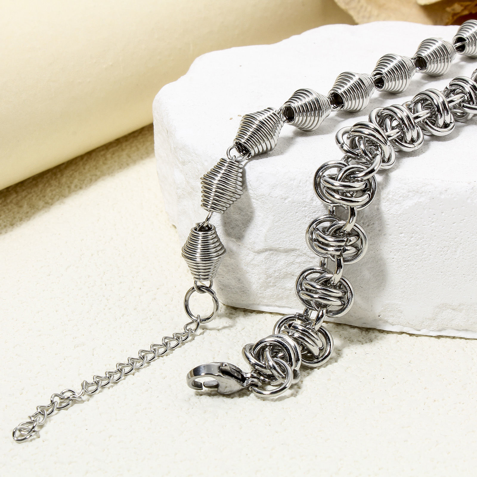 Picture of 304 Stainless Steel Handmade Link Chain Bracelets Silver Tone 19cm(7 4/8") long
