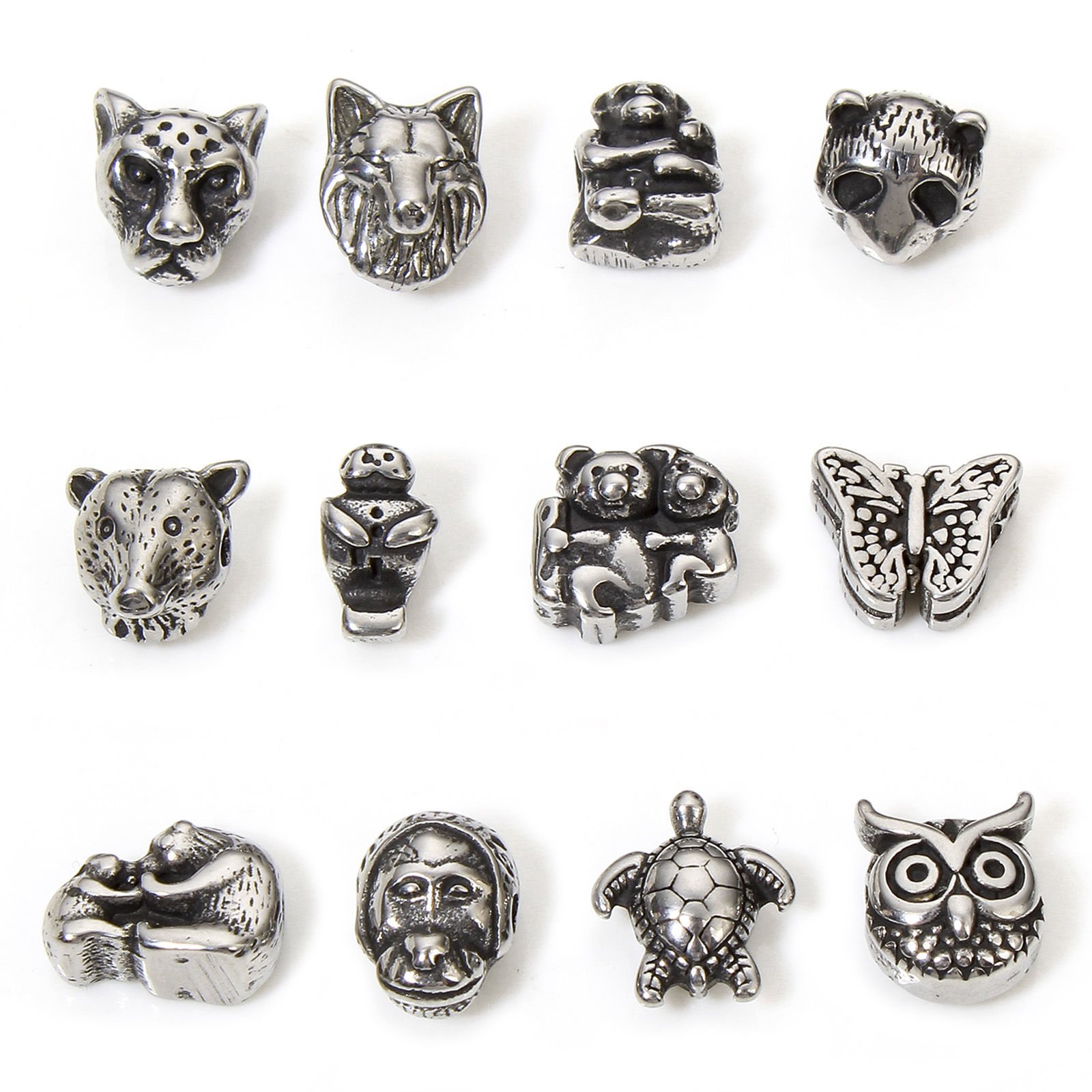 Picture of 304 Stainless Steel Beads For DIY Jewelry Making Antique Silver Color