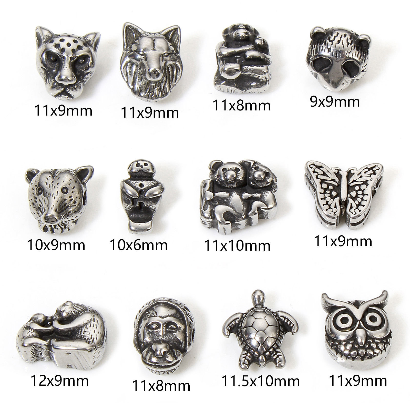 Picture of 304 Stainless Steel Beads For DIY Jewelry Making Antique Silver Color