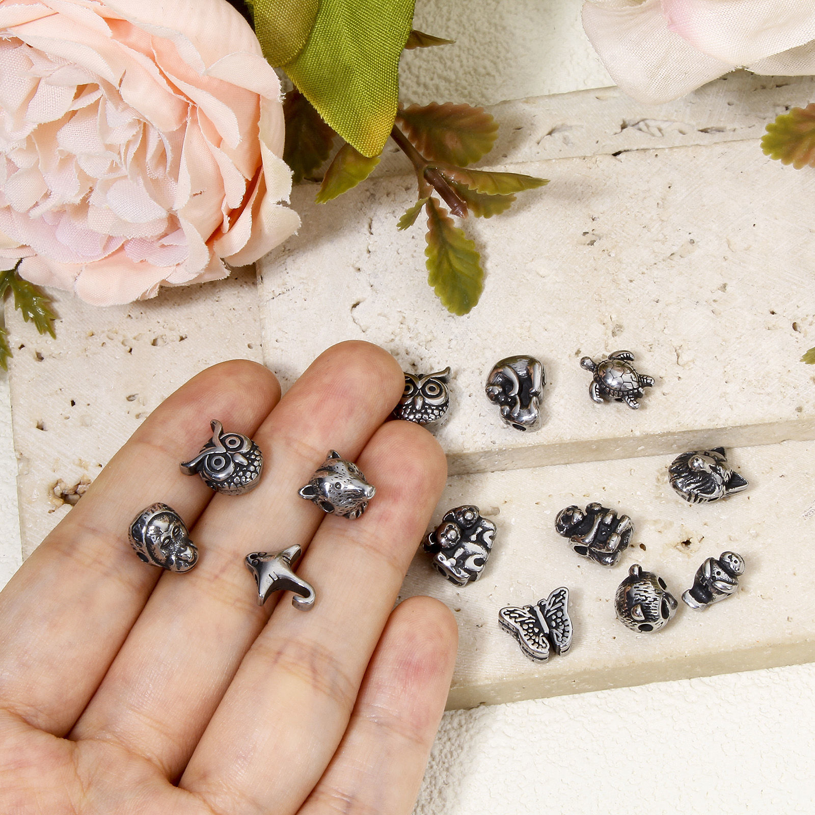 Picture of 304 Stainless Steel Beads For DIY Jewelry Making Antique Silver Color