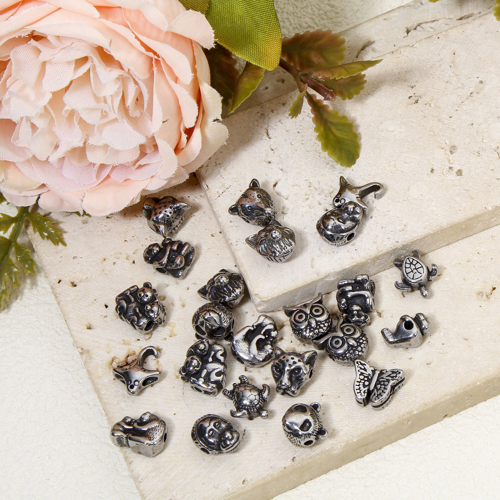 Picture of 304 Stainless Steel Beads For DIY Jewelry Making Antique Silver Color