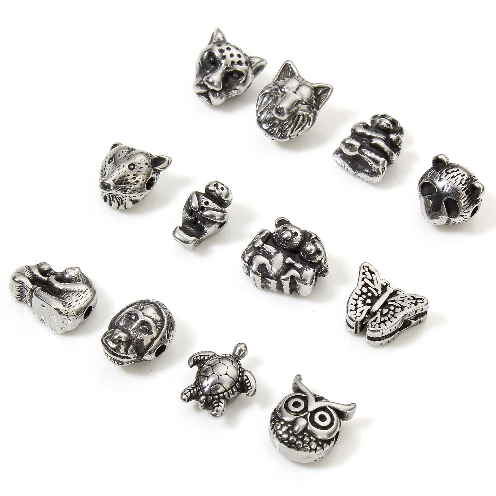 Picture of 304 Stainless Steel Beads For DIY Jewelry Making Antique Silver Color
